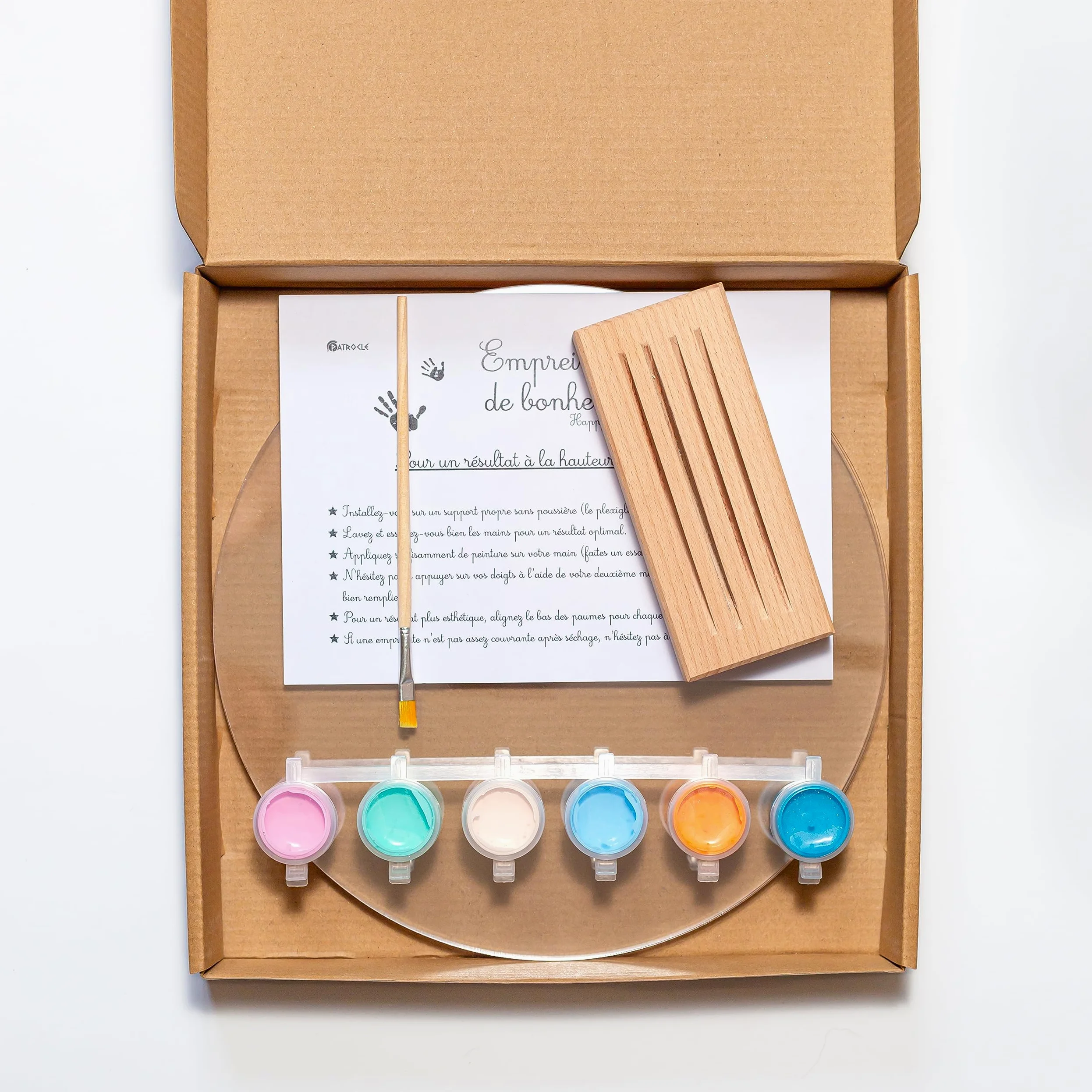 LouYou Kit Famiglia 4 Pastello - Cofanetto Regalo Nascita Bambino o Bambina - Impronta Mani e Piedi - Natale o Compleanno - Plexiglass Personalizzato - Legno Naturale