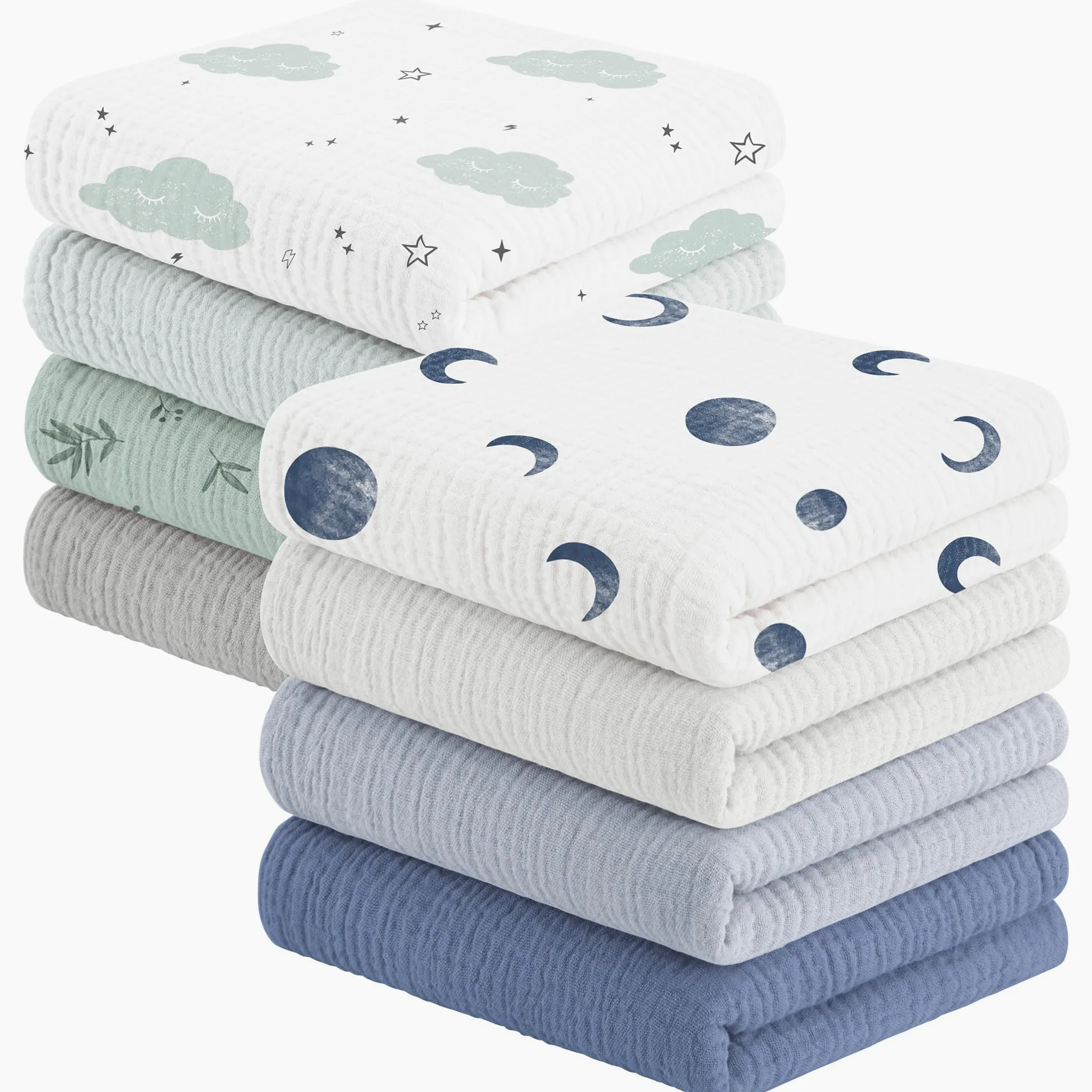 Susurration Salviette in Garza per Bambini Super Morbido Assorbente in Mussola a Grana Per Neonati, Unisex, per Bambine E Ragazzi 8 Pezzi, Set 60x60CM (Marrone)