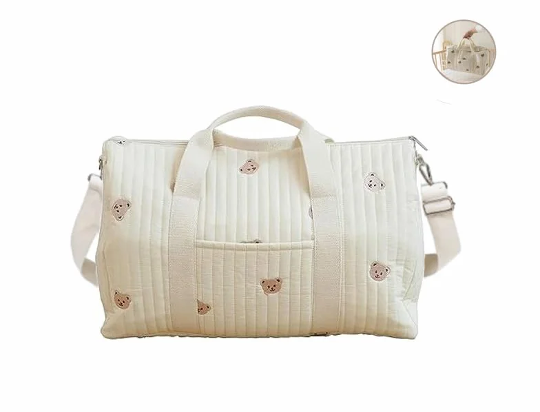 Generisch Embroidery Baby Changing Bag, elegante borsa da viaggio in cotone, grande capacità, borsa da viaggio, borsa per la mamma, borsa per la mamma, borsa portatile leggera, borsa per la mamma con