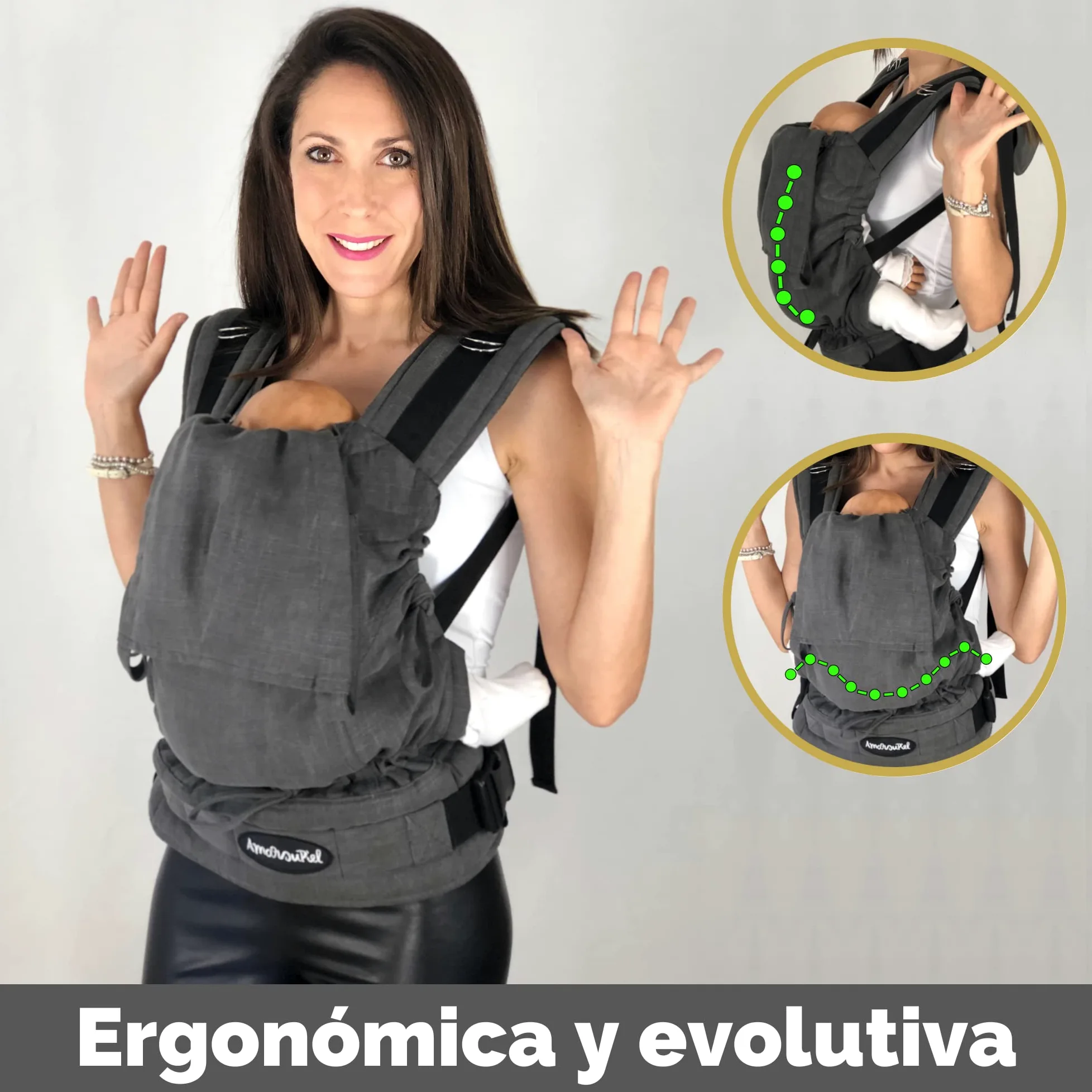 Amarsupiel - Marsupio Neonato Ergonomico - Comoda e Facile da Regolare sulla Schiena - Fascia Porta Bebè - Organico & Traspirante - Zaino Porta Bambino