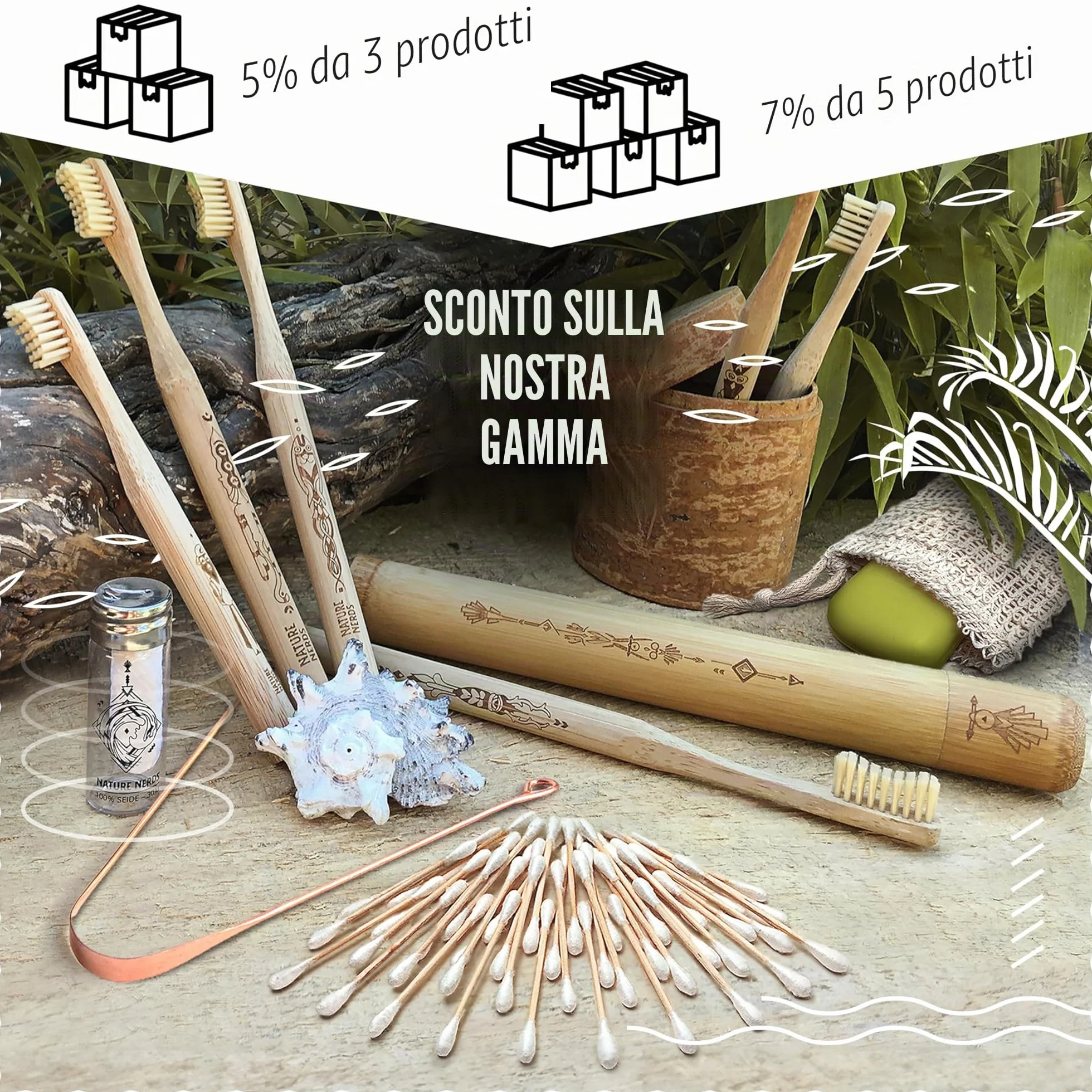 Nature Nerds - Cotton fioc (800 pezzi) in bambù e cotone, senza plastica, Q-Tips