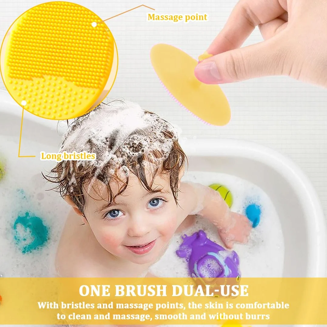 spazzola da bagno,4 Pezzi Pettine Neonato,Pettine Crosta,Spazzola e Pettine Neonato,Pazzola per Bambini In Silicone Adatto Per Il Massaggio Del Cuoio Capelluto Del Neonato