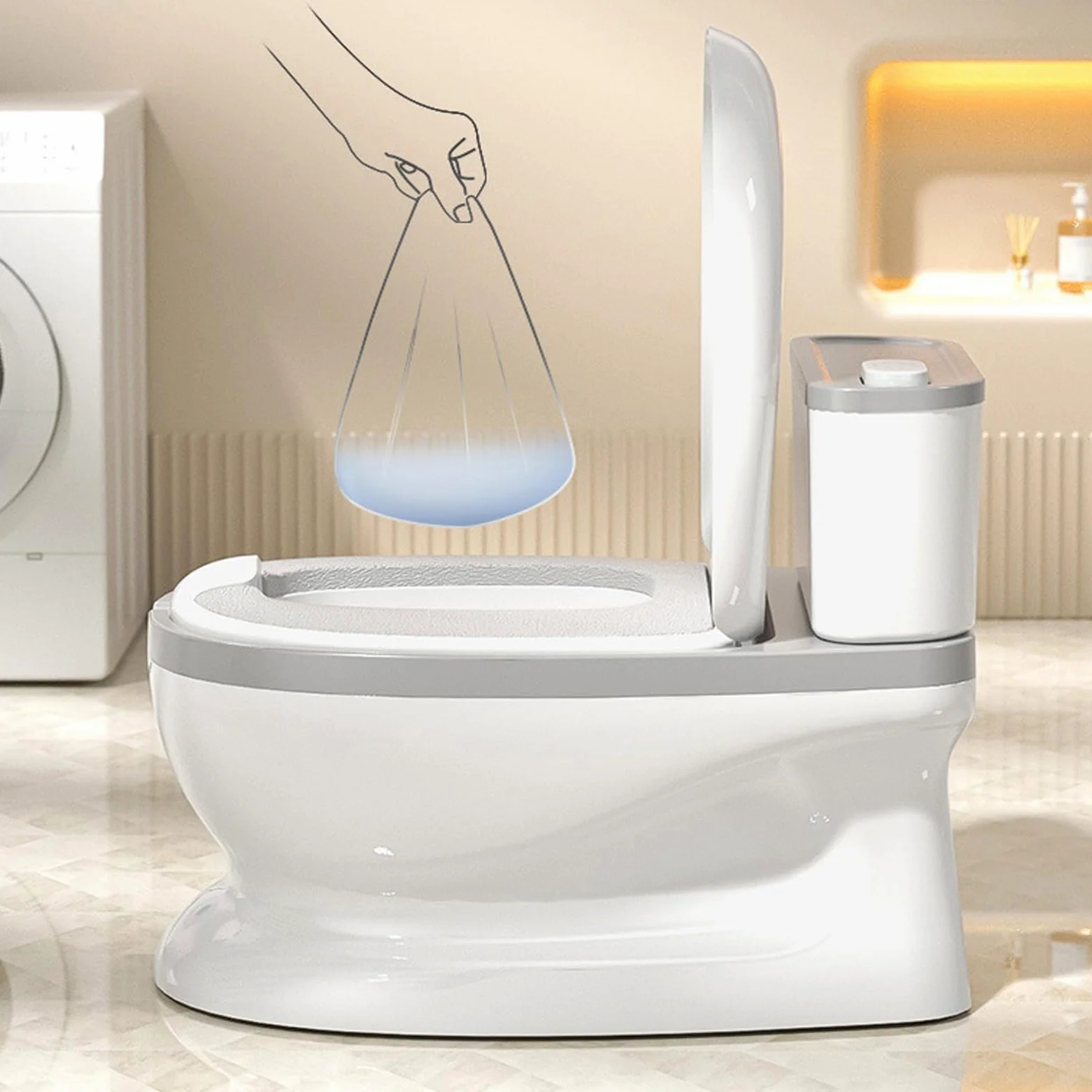Vaso per l'Educazione al Vasino dei Bambini Pulsante di Scarico Realistico | Addestramento al Vasino per Interni Per Bambini In Età Prescolare Casa Asilo Bagno