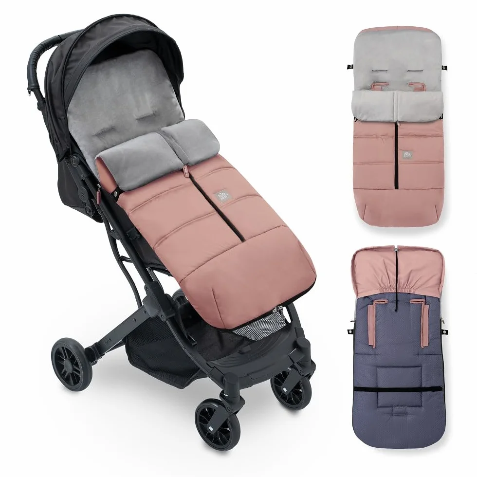 Sacco Passeggino Invernale Universale Interbaby | Copri Passeggino Universale Morbida | Sacco Termico per Ovetto Rimovibile, Doppia Apertura, Facile da Lavare, Materiali Anallergici, Rosa