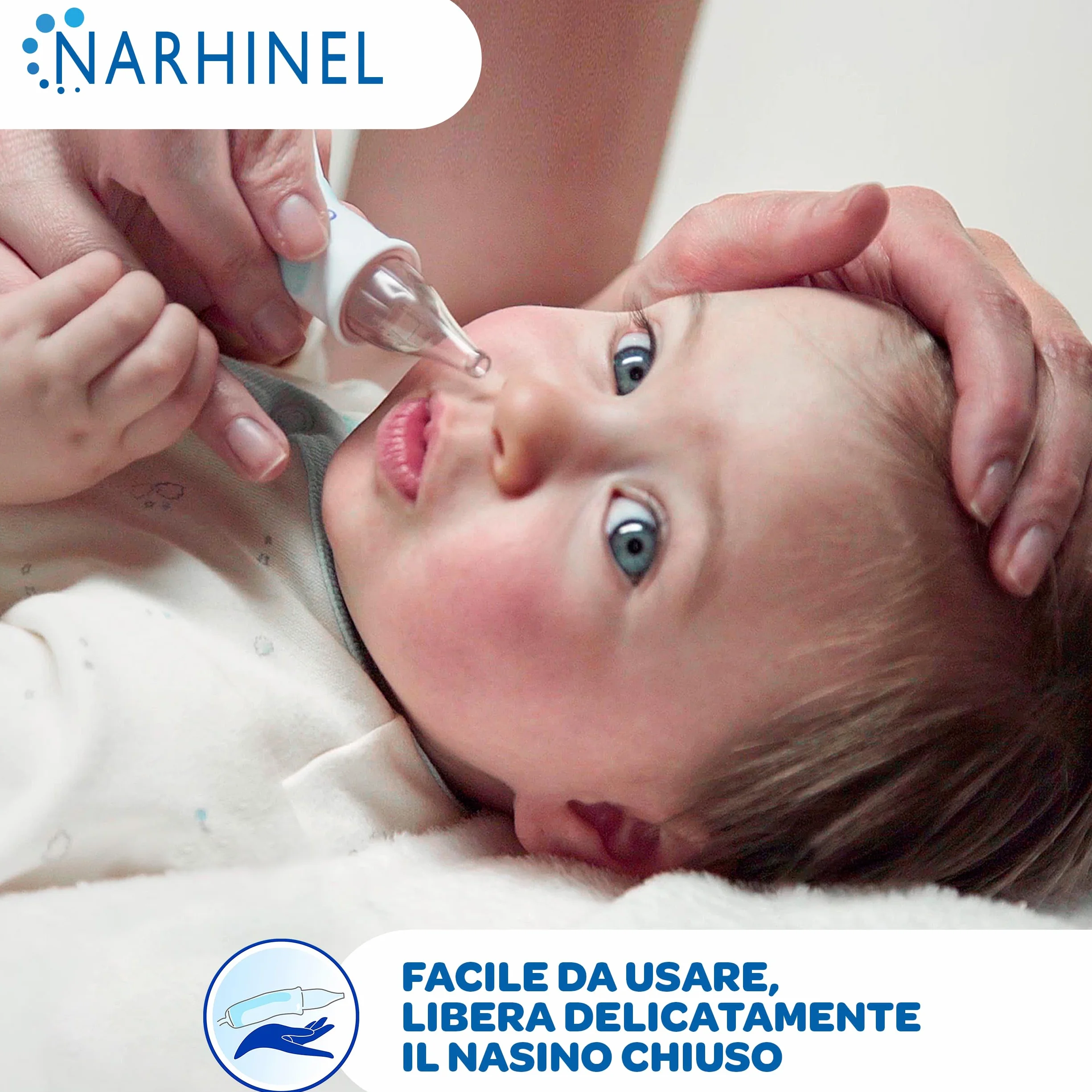 Narhinel Aspiratore Nasale per Neonato e Bambini con 2 Ricambi Soft, Aiuta a Liberare il Naso Chiuso, rimuovendo delicatamente le secrezioni nasali