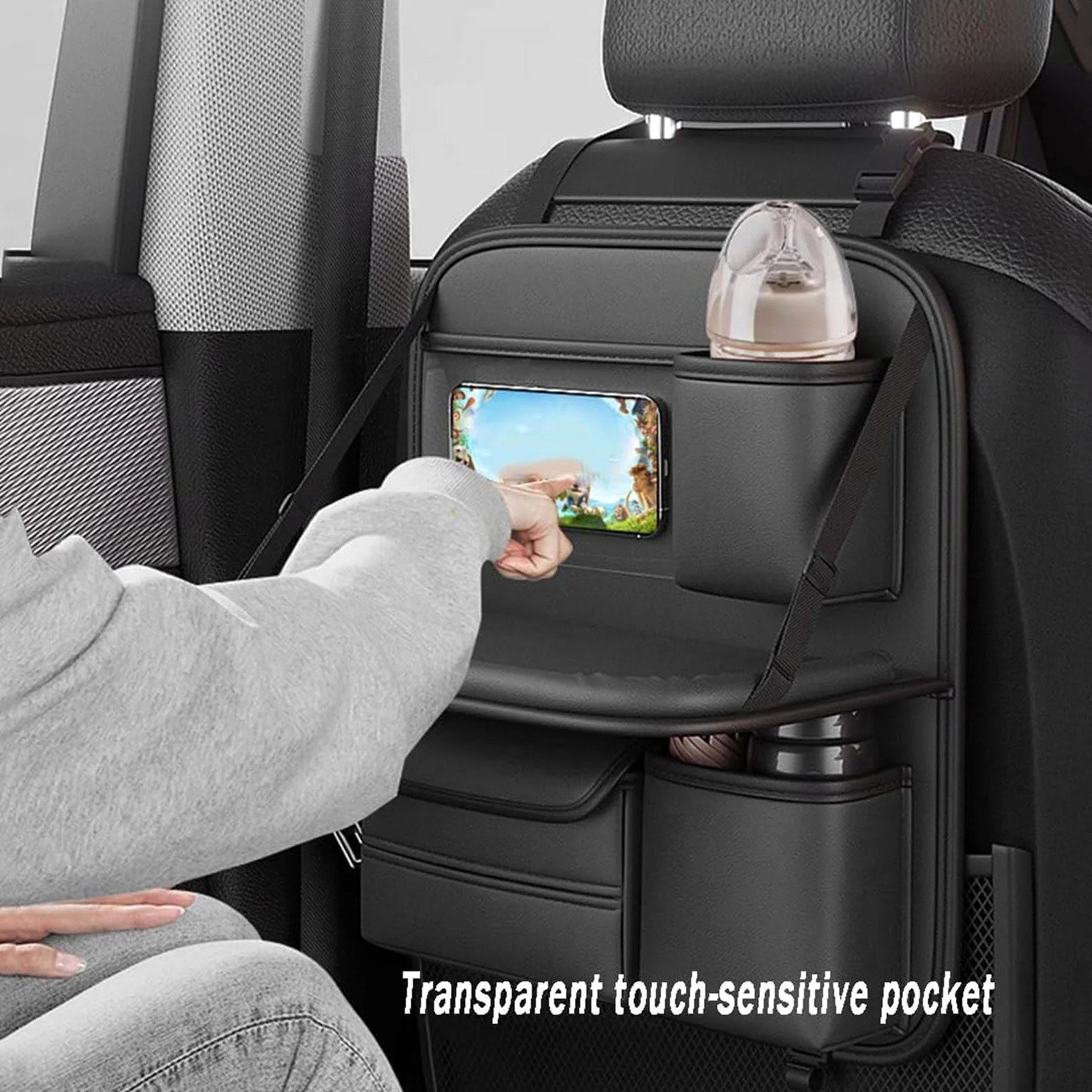 Generico Organizer Sedile Posteriore Auto per Forthing Yacht DFSK Forthing 4 U-Tour 2022-2025, Universale Pelle Organizzatore con Vassoio Pieghevole, Viaggio Essenziale per Bambini Adulti