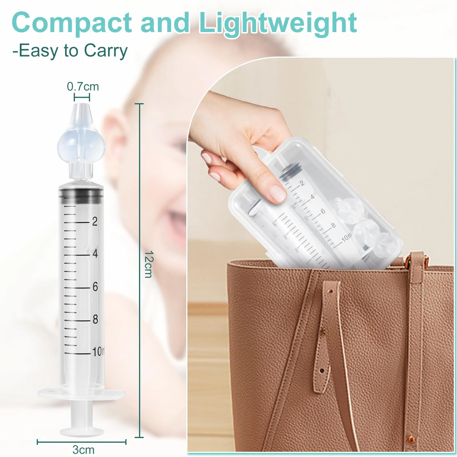 Blendura 4 PCS Siringa per Lavaggi Nasali Bambini 10 ml, Baby Doccia Nasale Sicuro e Confortevole, Irrigazione Nasale Riutilizzabile Portatile Aspiratore Nasale