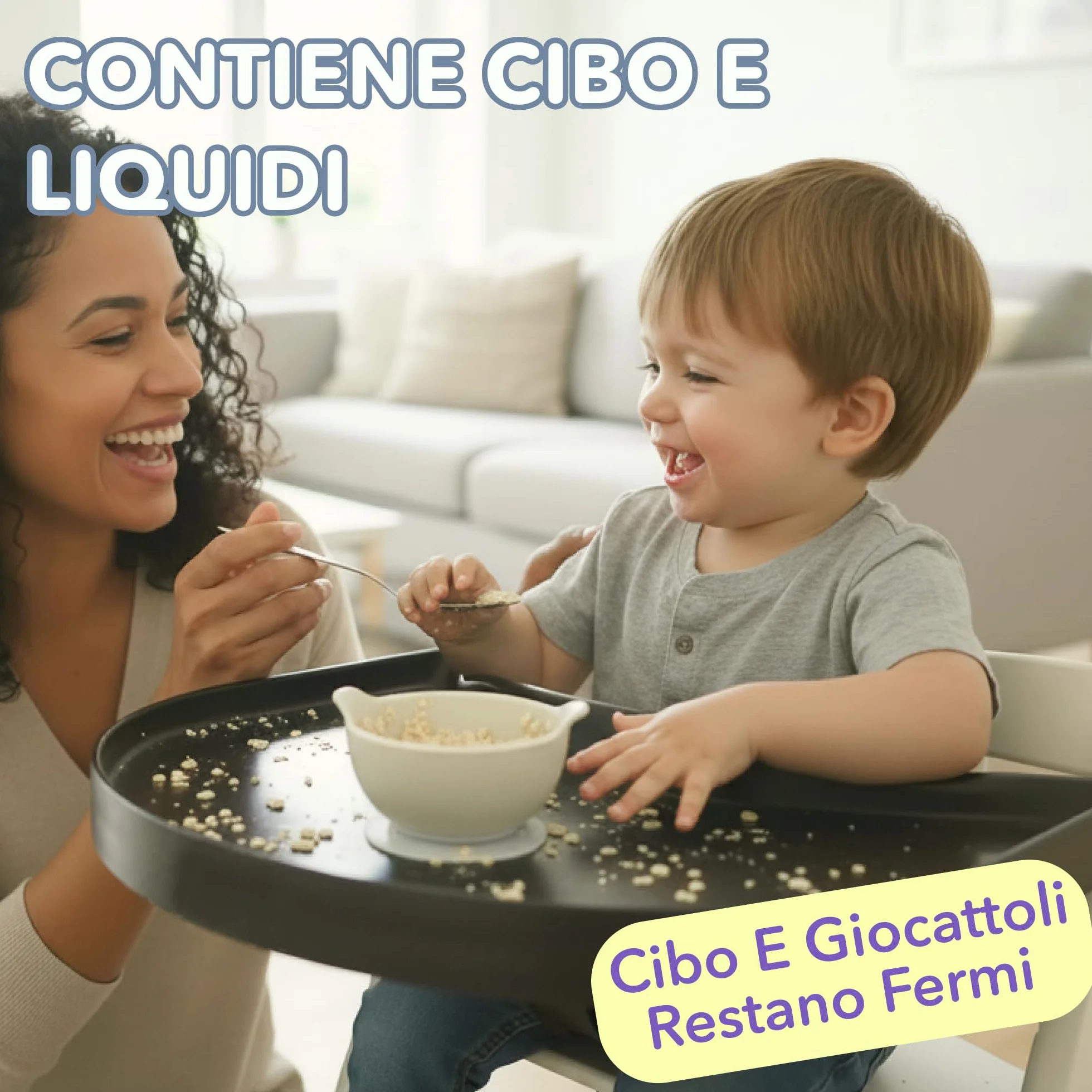 Vassoio per Seggiolone Stokke Tripp Trapp – Chiaro – Senza Baby Set Necessario. Superficie Antiscivolo per Ventose. A Scatto. Senza BPA