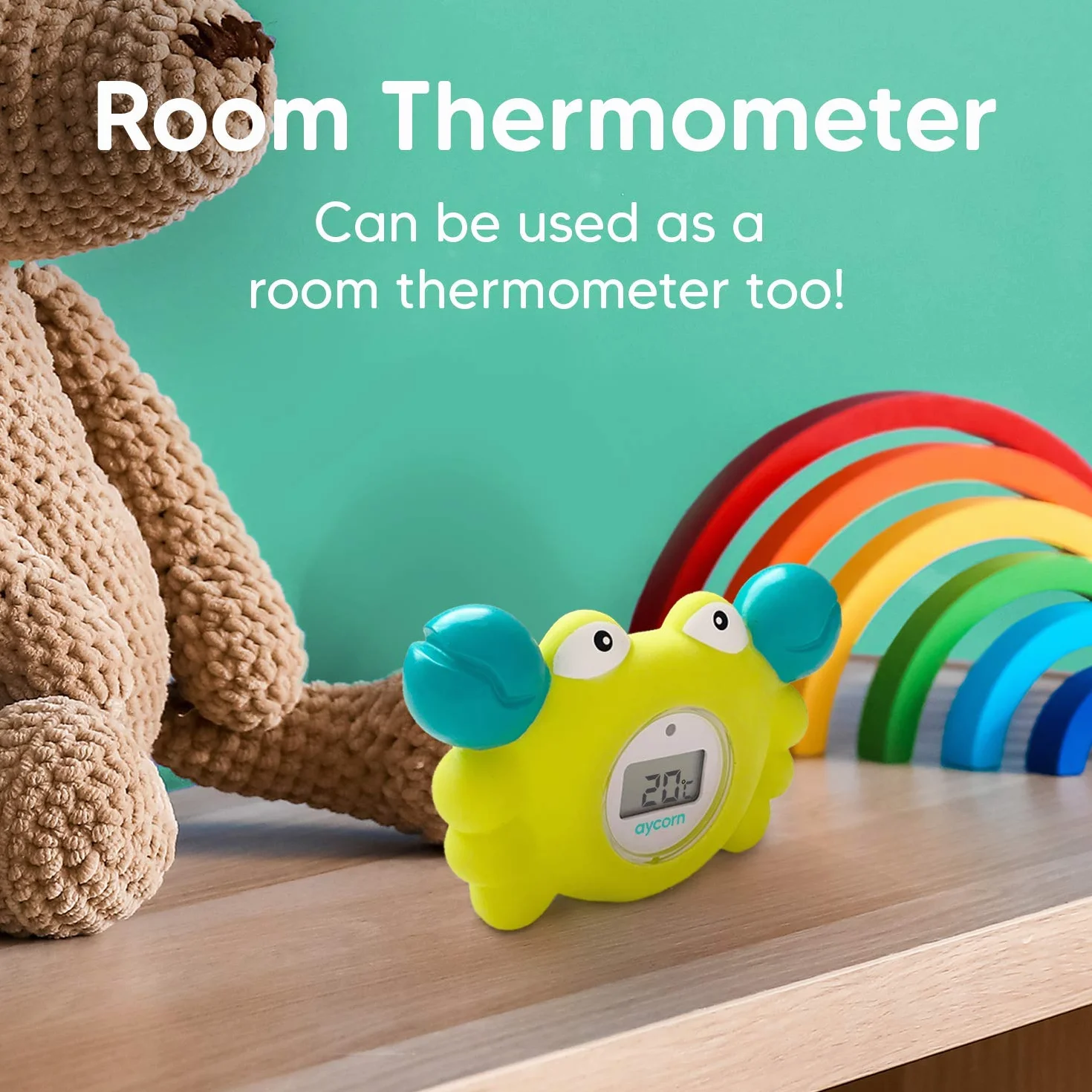 Aycorn Termometro bagnetto digitale per la vasca e la stanza di neonati e bambini. La lettura rapida e accurata dell'acqua e l'allarme a LED garantiscono la sicurezza del bambino.