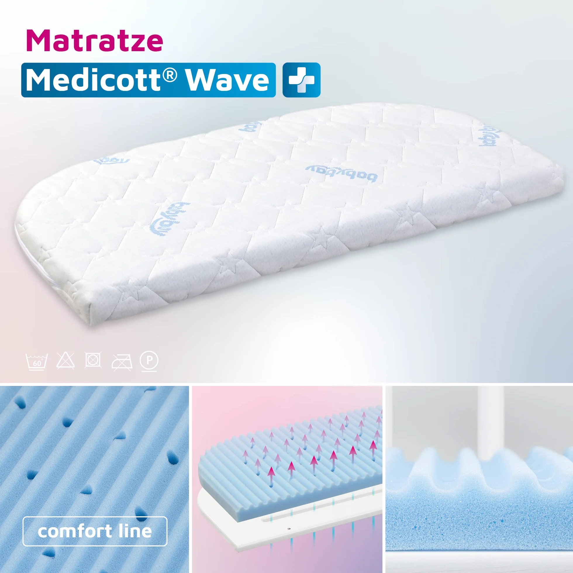materasso letto aggiuntivo babybay Medicott® Wave adatto per il modello Original