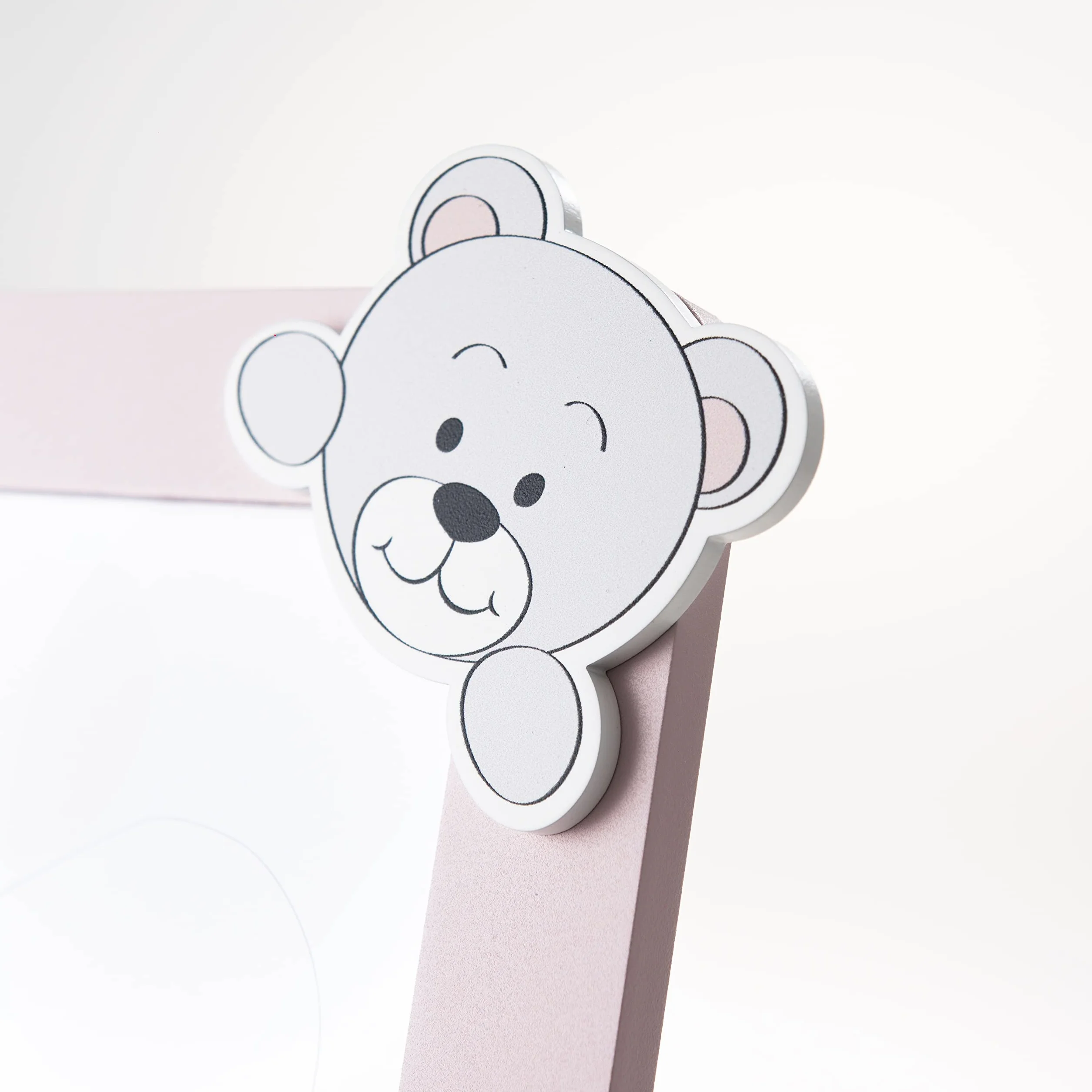 VALENTI & CO. - Cornice Porta Foto rosa in legno con animali dello zoo, da Tavolo o da appendere come decorazione in cameretta, idea regalo per Neonato e Bambino - 13x24