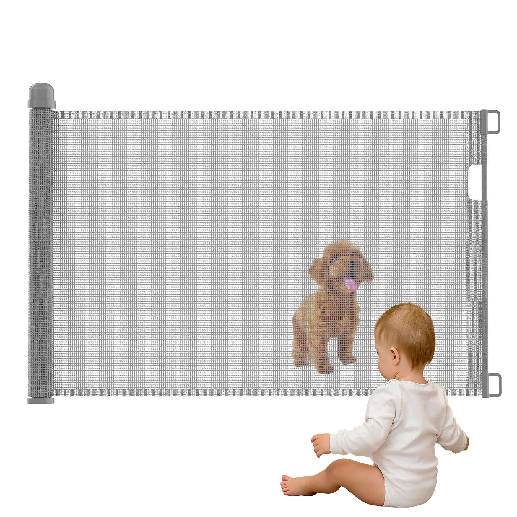 Froadp Griglia di protezione per scale, estensibile da 0 a 180 cm, adatta per bambini e animali domestici, porta retrattile, adatta per interni ed esterni (grigio, 0-180 cm)
