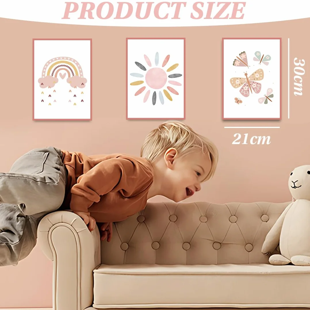 Set di 3 poster arcobaleno,Quadri Cameretta Bambino Poster Cameretta,decorazione per la cameretta dei bambini,formato A4