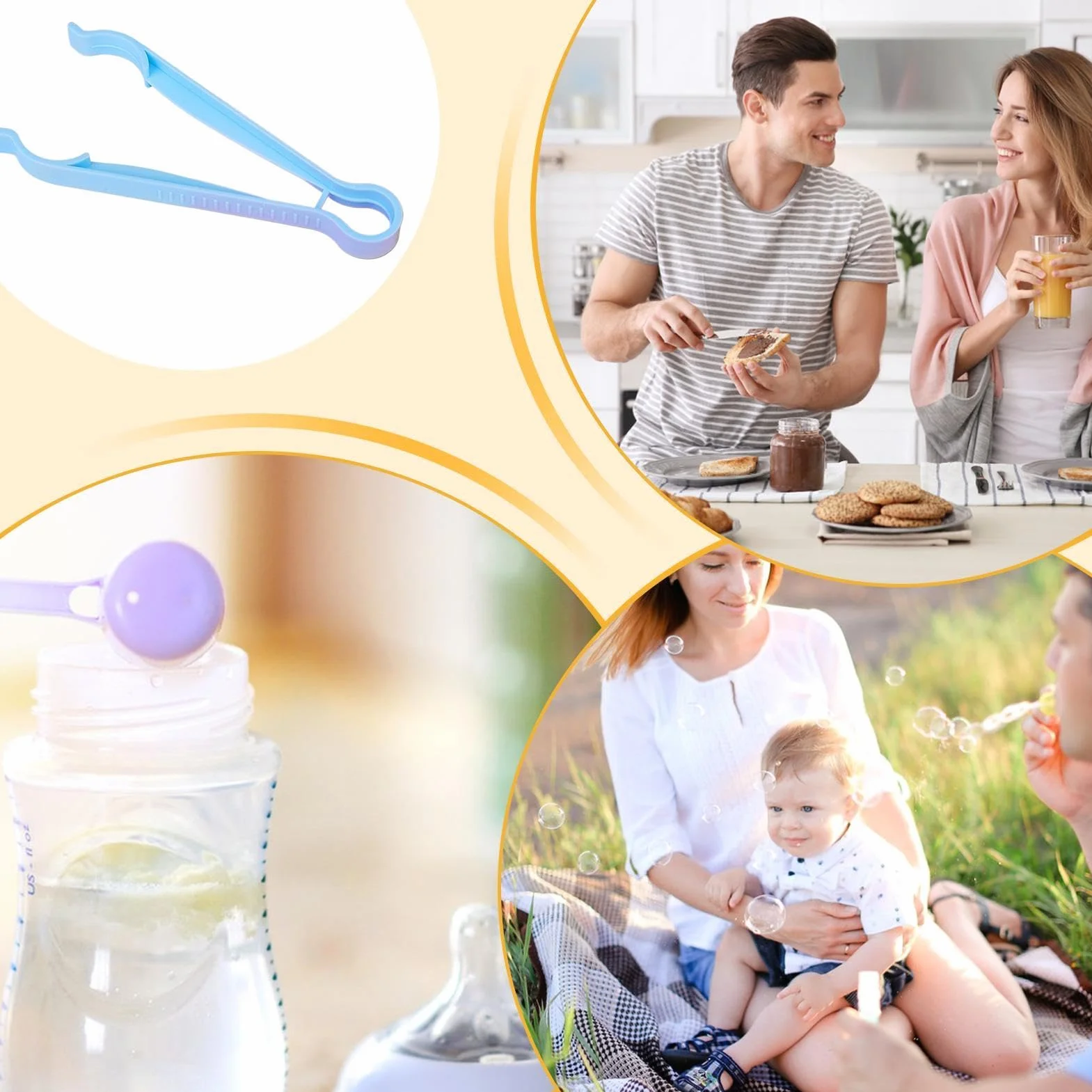 Generico Pinze Per Bambini | Clip Per Biberon Antiscivolo | Clip Per Biberon Per Bambini, Portabiberon Caldo, Morsetto Multifunzionale Antiscottatura Pinzette di plastica