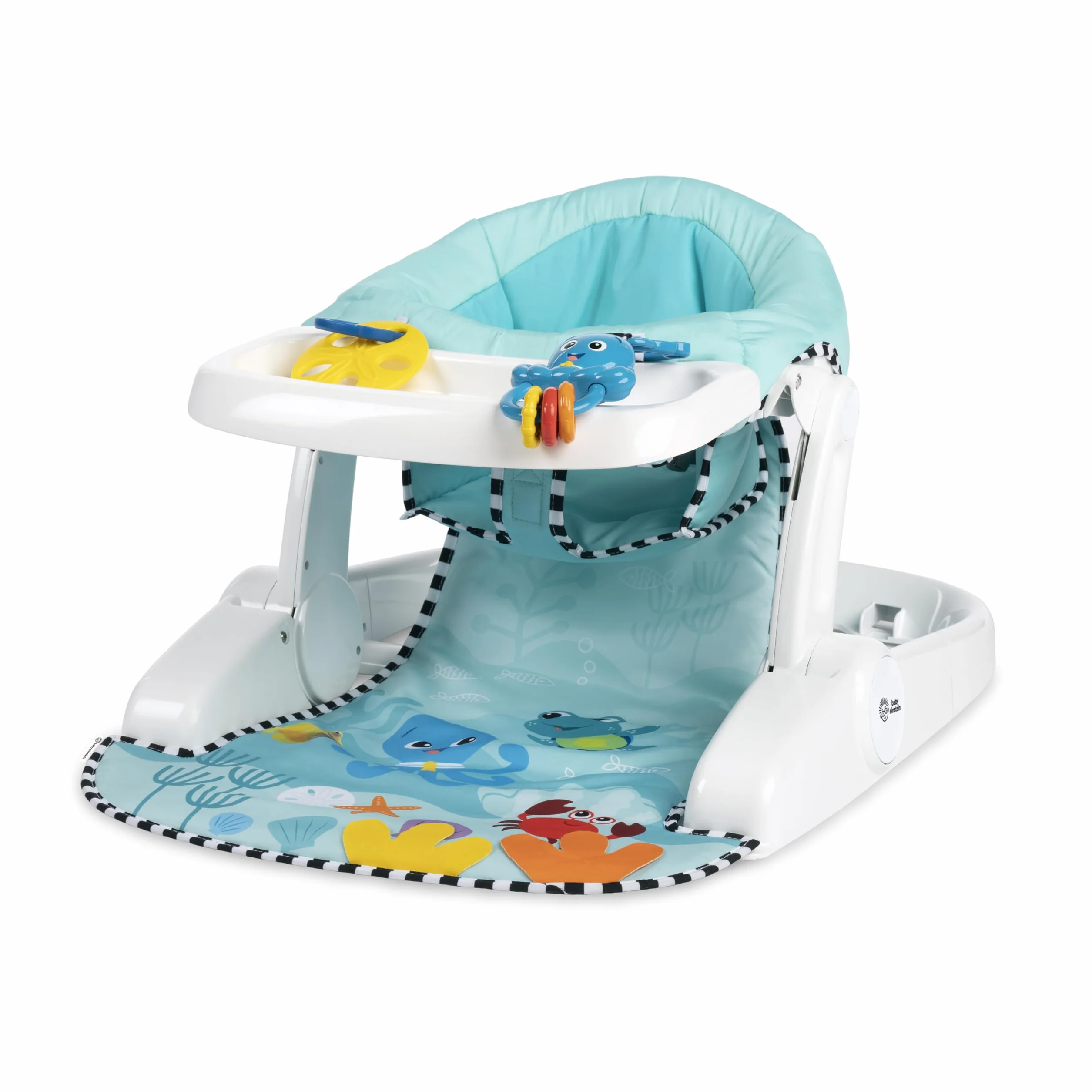 Baby Einstein, Seggiolino da pavimento 2 in -1 Sea of Support, con vassoio rimovibile e giocattoli