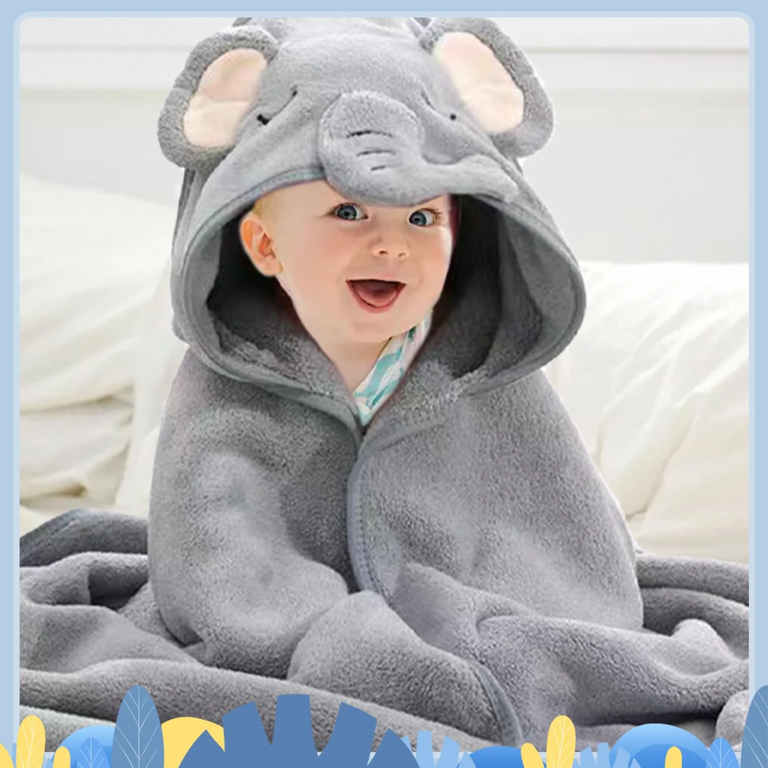 2 asciugamani con cappuccio per bambini, 80 x 80 cm, con cappuccio, in tessuto non tessuto corallo, per neonati