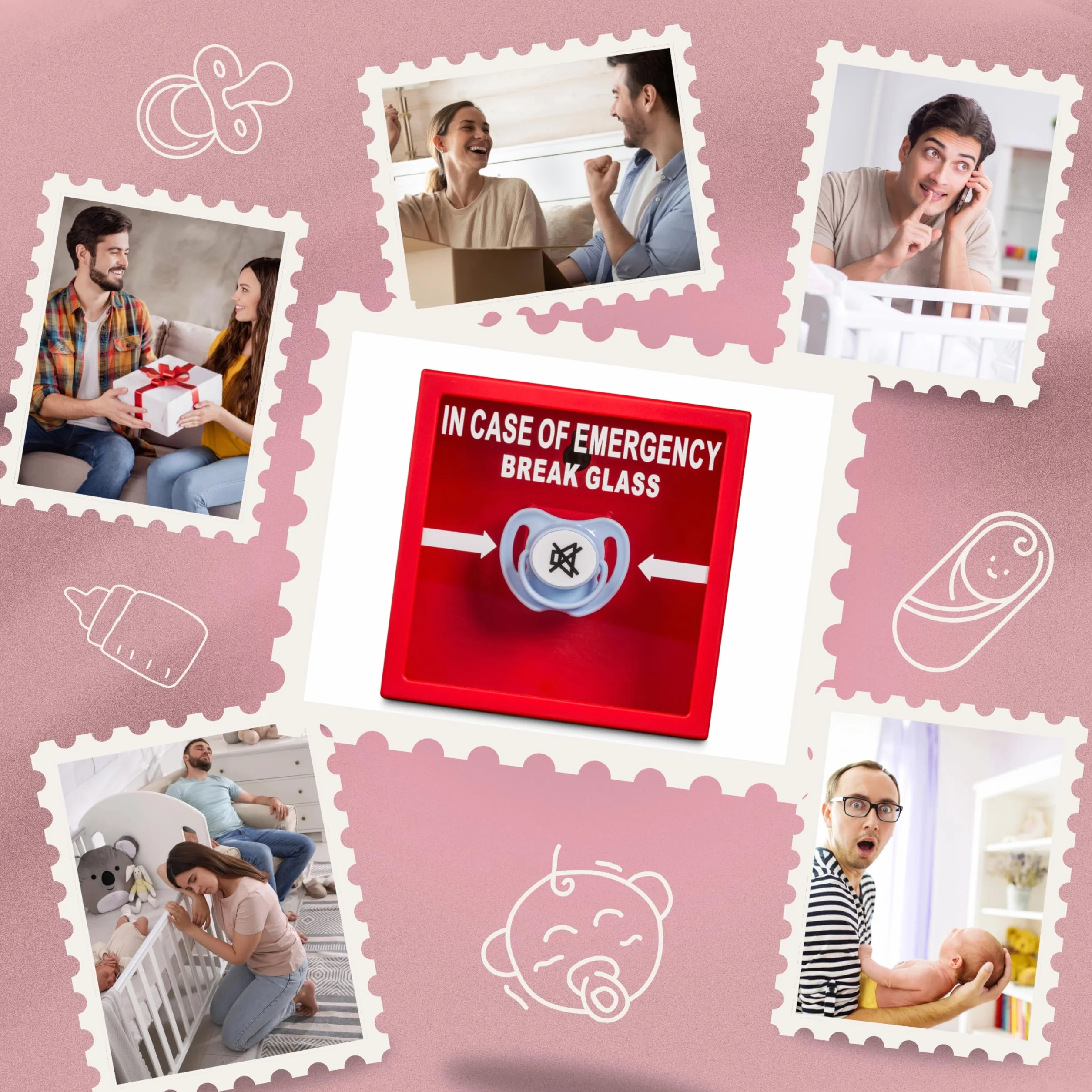 Froster Baby Emergency Frame - In Case of Emergency Break Glass, Rompere il Vetro in Caso di Emergenza, Regalo per Neo Mamma, Neo Papa, Futuri Genitori, Baby Shower Regalo