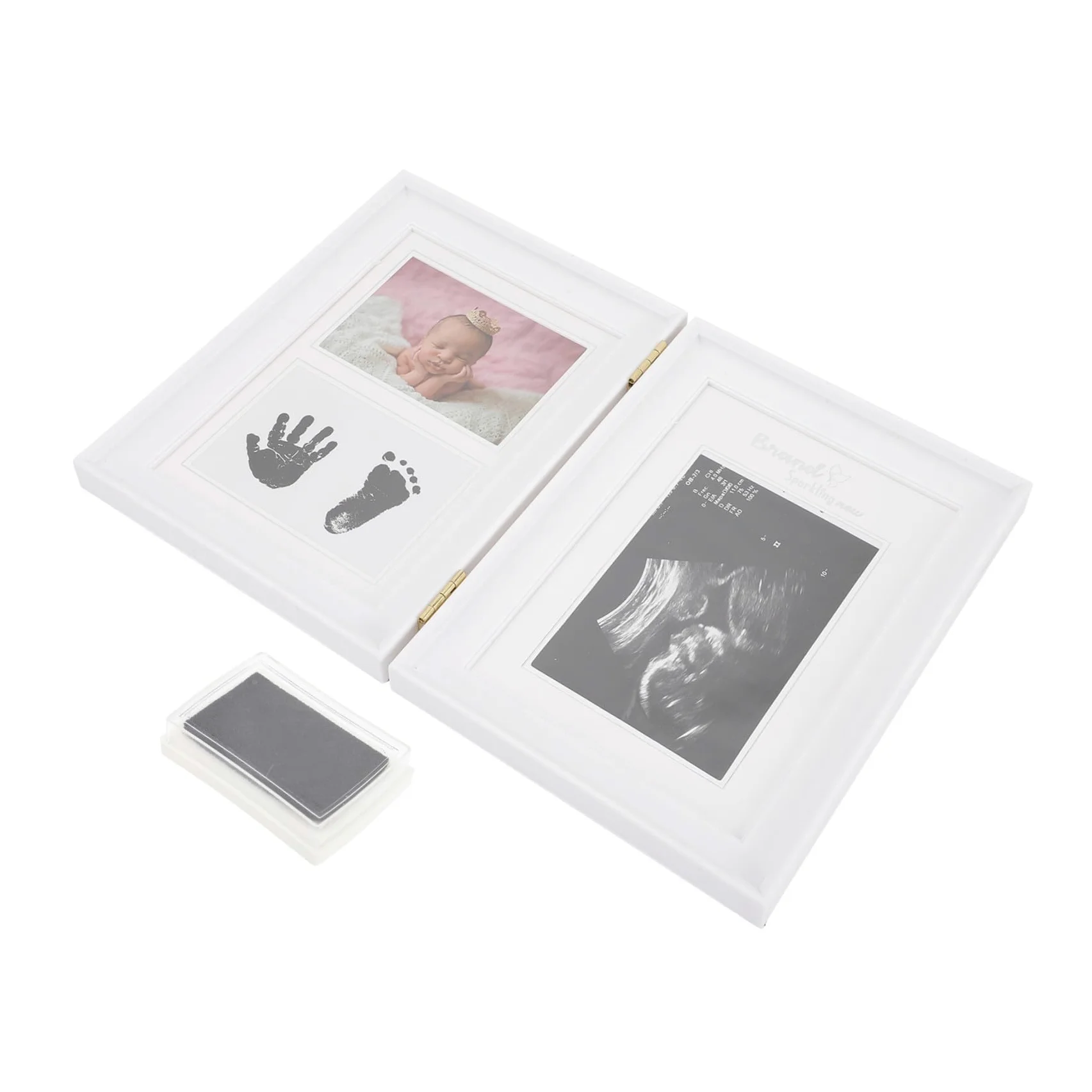 KOMBIUDA Cornice Portafoto Neonata in Pvc Rosa Impronta Mani e Piedi, Design Unico e Creativo, per Camera del Ragazzo Ragazza o Soggiorno, Idea Regalo Nascita Personalizzata