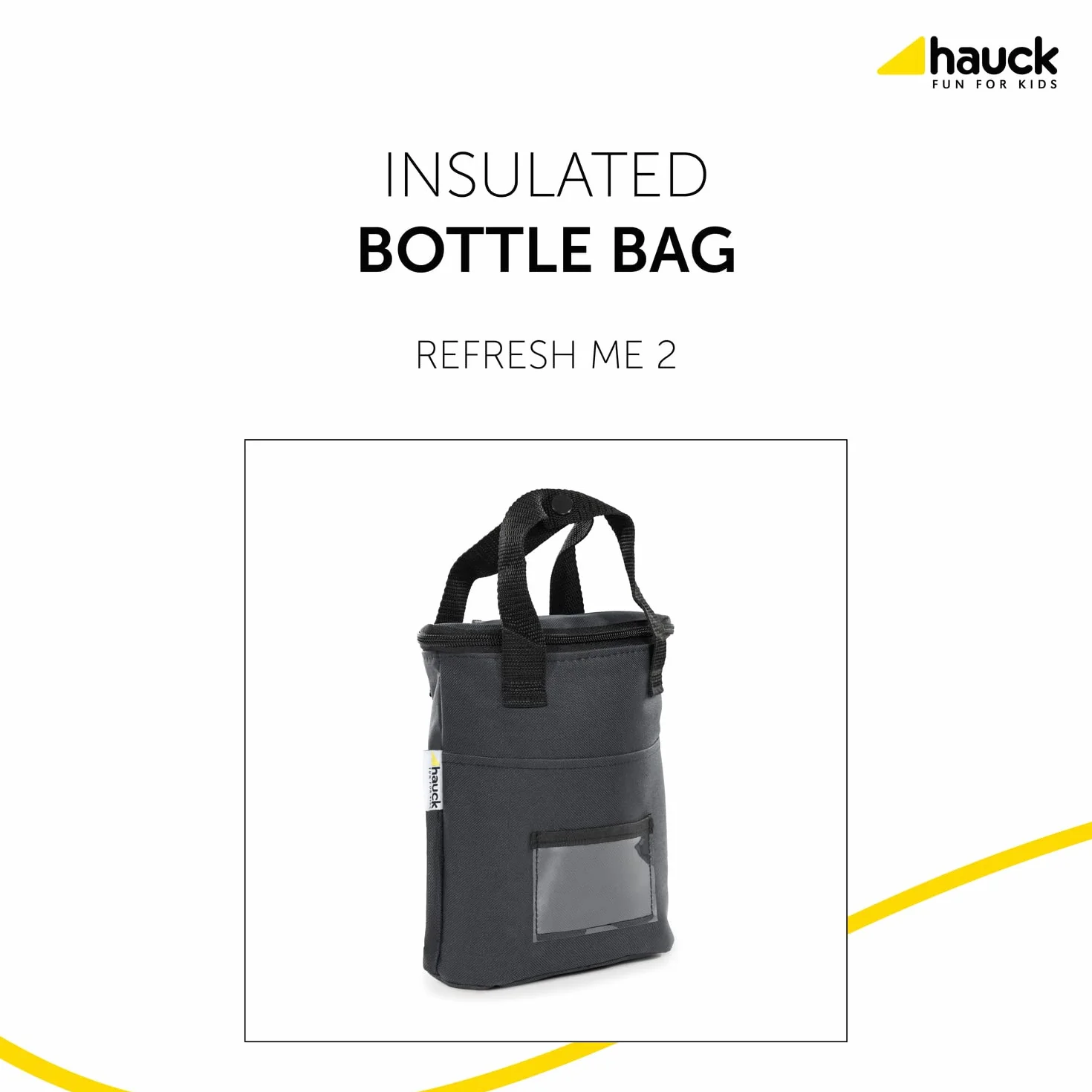hauck Refresh Me 2, Nero - Borsa Termica Biberon e Bottiglie, Custodia Doppia 10 x 19 x 23 cm, Isolata per Caldo e Freddo, con Tasca Rete e Gancio per Passeggino, Accessorio Neonato da Viaggio