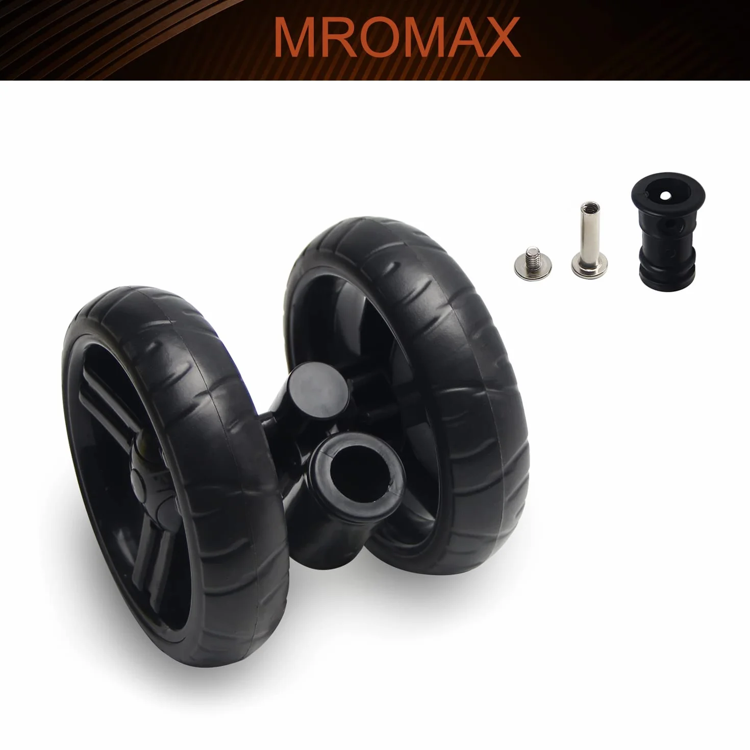 Set di ruote per passeggino MroMax da 5.11 pollici, 130mm x 33mm, ruota girevole per tubi circolari da 19mm, sostituzione in plastica per passeggino per animali, nero