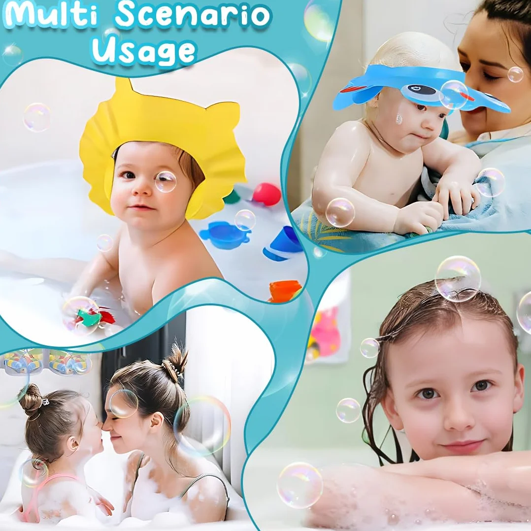 2 Pezzi Cappello Doccia Neonato, Cuffia Da Doccia Bambino Regolabile Visiera Cuffia Da Bagno,Cappello Da Bagno Bebe,Cappello Da Bagno Per Bambini Protezione Degli Occhi E Viso Shampoo