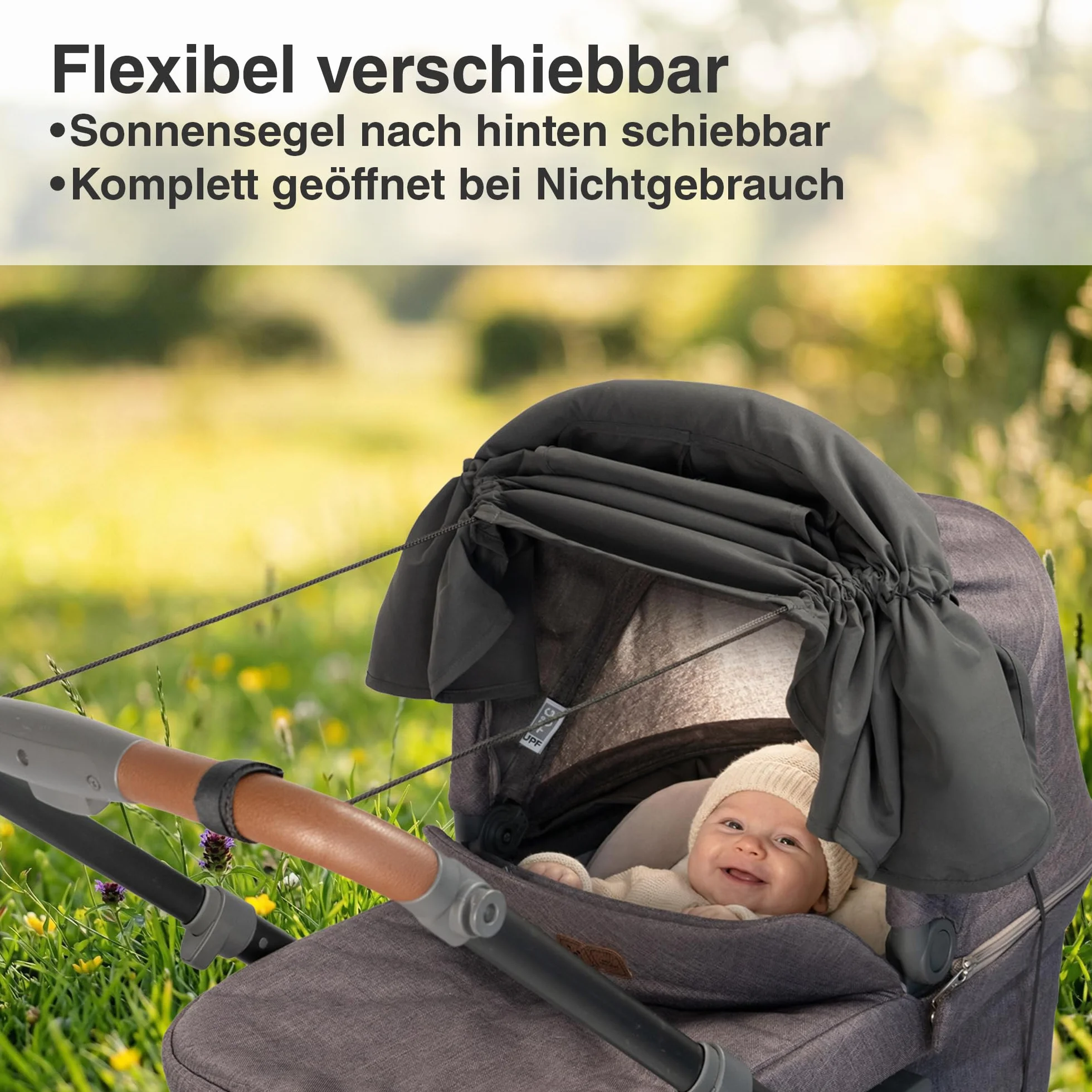 DIAGO Deluxe - Parasole per passeggino, colore: grigio