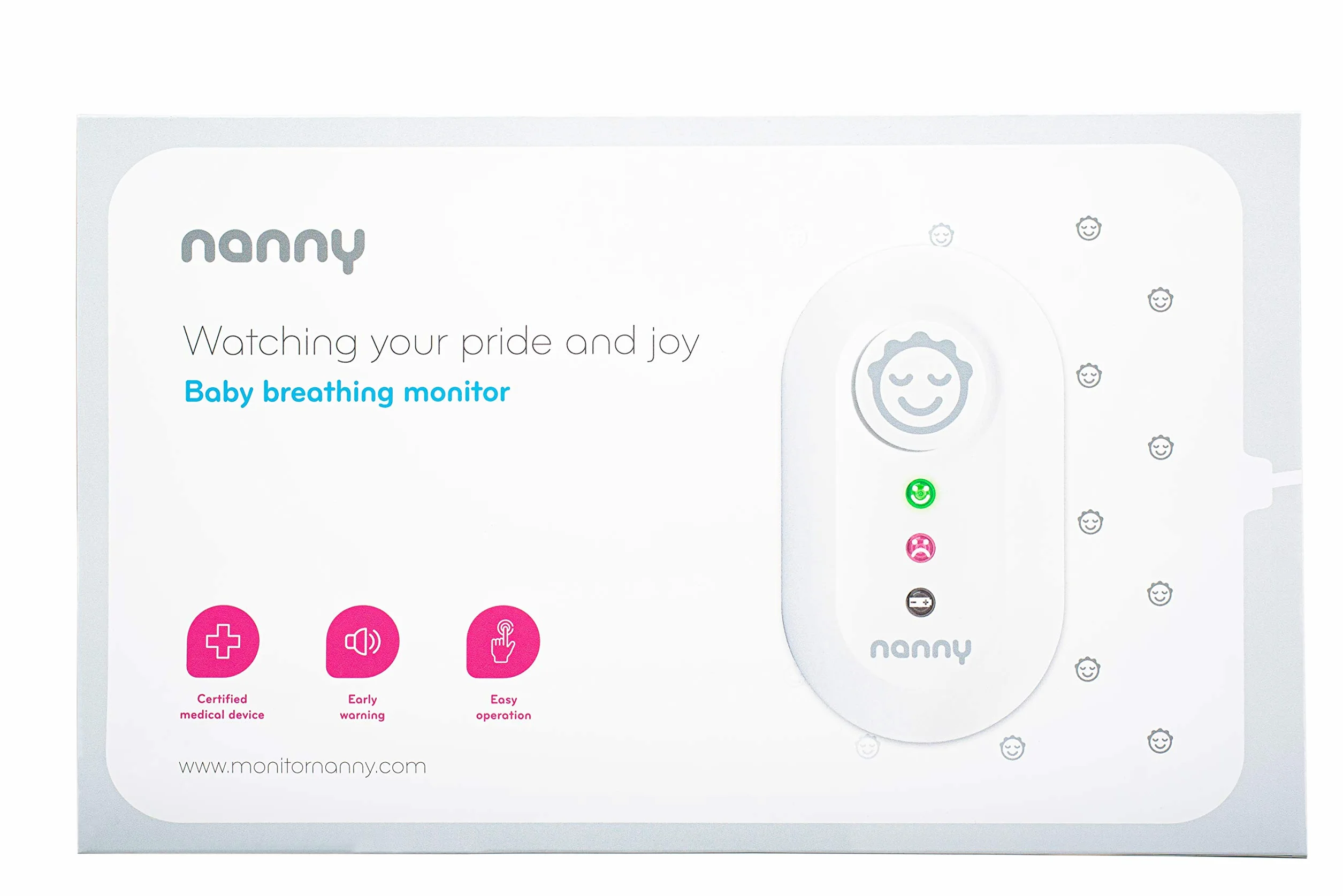Nanny Monitor BM-02 Babyphone - Monitoraggio respiratorio per bambini con 2 tappetini sensori, monitorare la respirazione del bambino - approvato dal medico