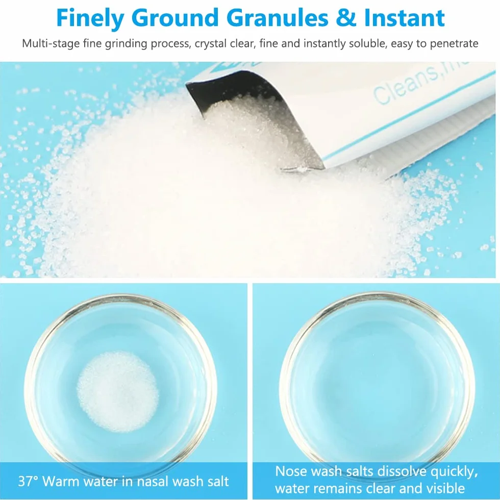 URAQT Sale Lavaggio Nasale, 120 Pezzi Sale per Lavaggio Naso Sali per Irrigazione Nasale, Wash Salt Lavaggio Nasali per Pulizia del Naso, Irrigatore Nasale, Neti Pot