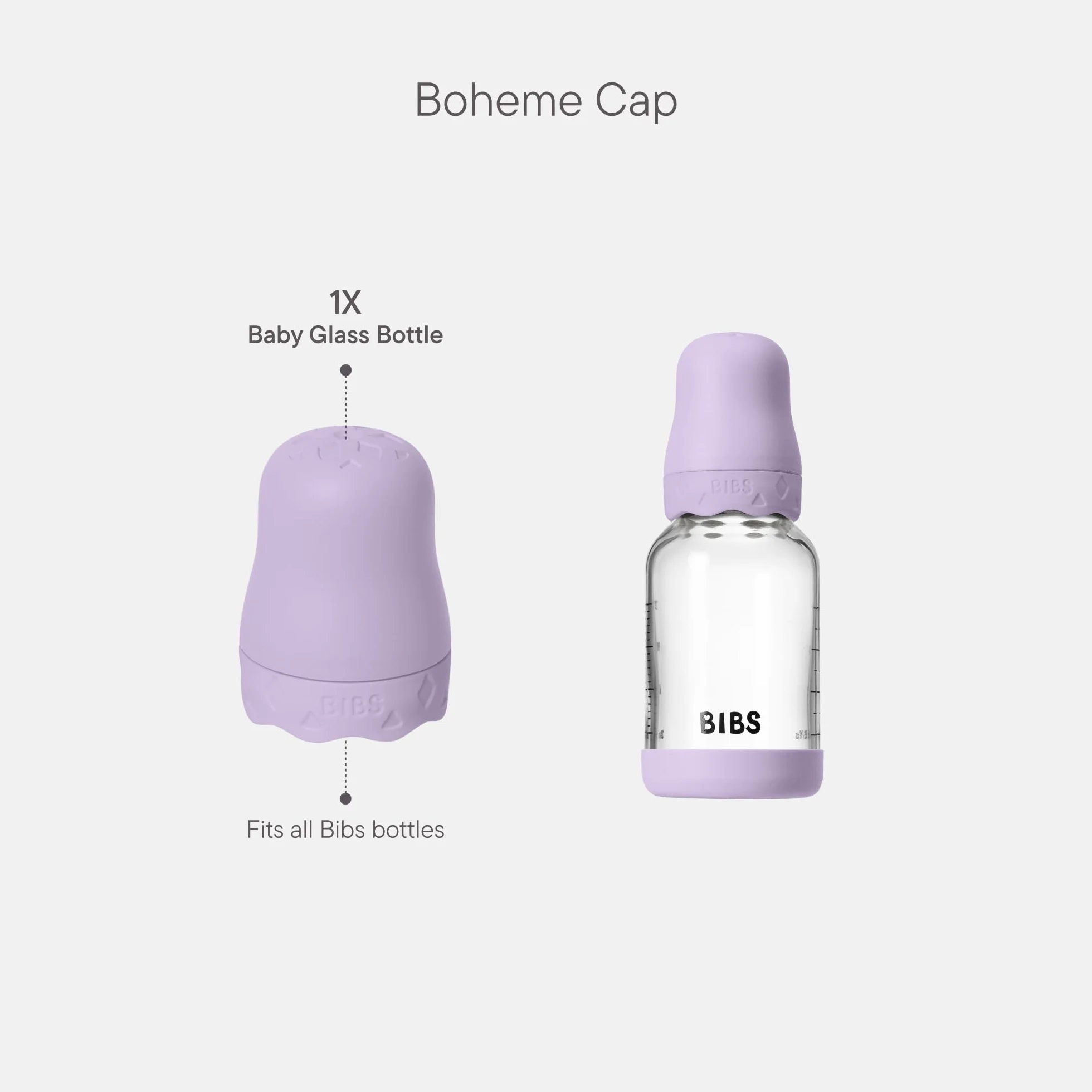 BIBS Boheme - Kit di bottiglie in vetro di diverse dimensioni, da abbinare a Bibs - Violet Sky