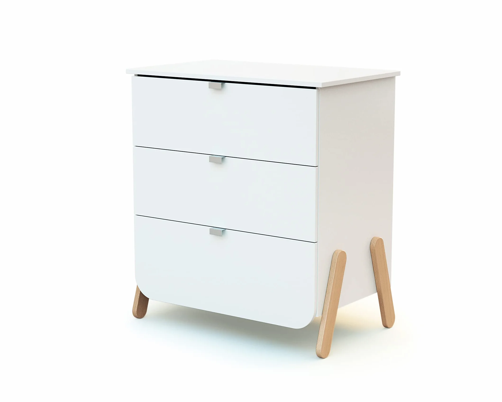 AT4 - Cassettiera fasciatoio 3 cassetti in legno PIRATE bianco e faggio|Piano fasciatoio rimovibile incluso|79 x 66 x 84,5 cm|Per la cameretta dei bambini