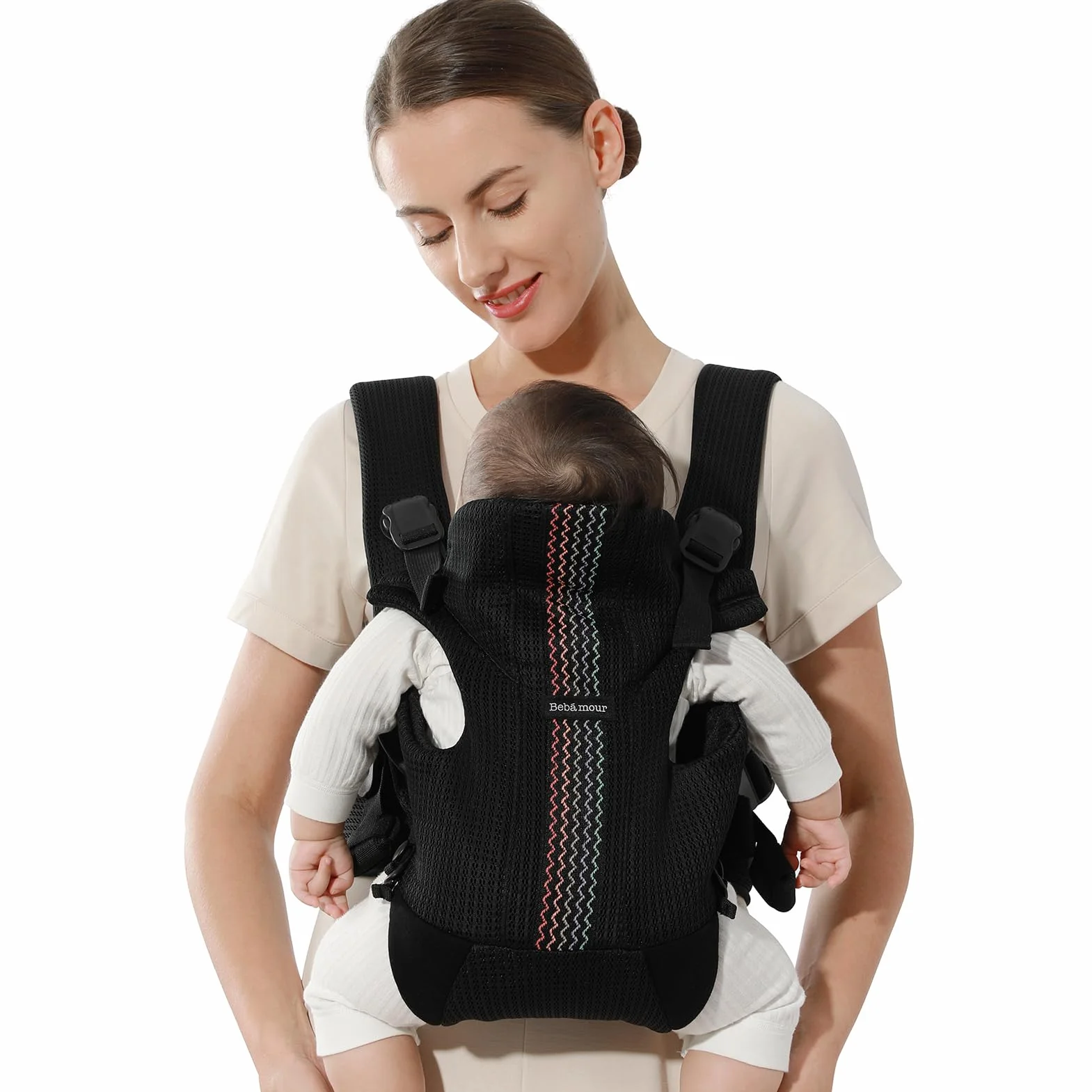 Bebamour baby-carrier, anteriore e posteriore, con 2 bib della spalla,Black Pro