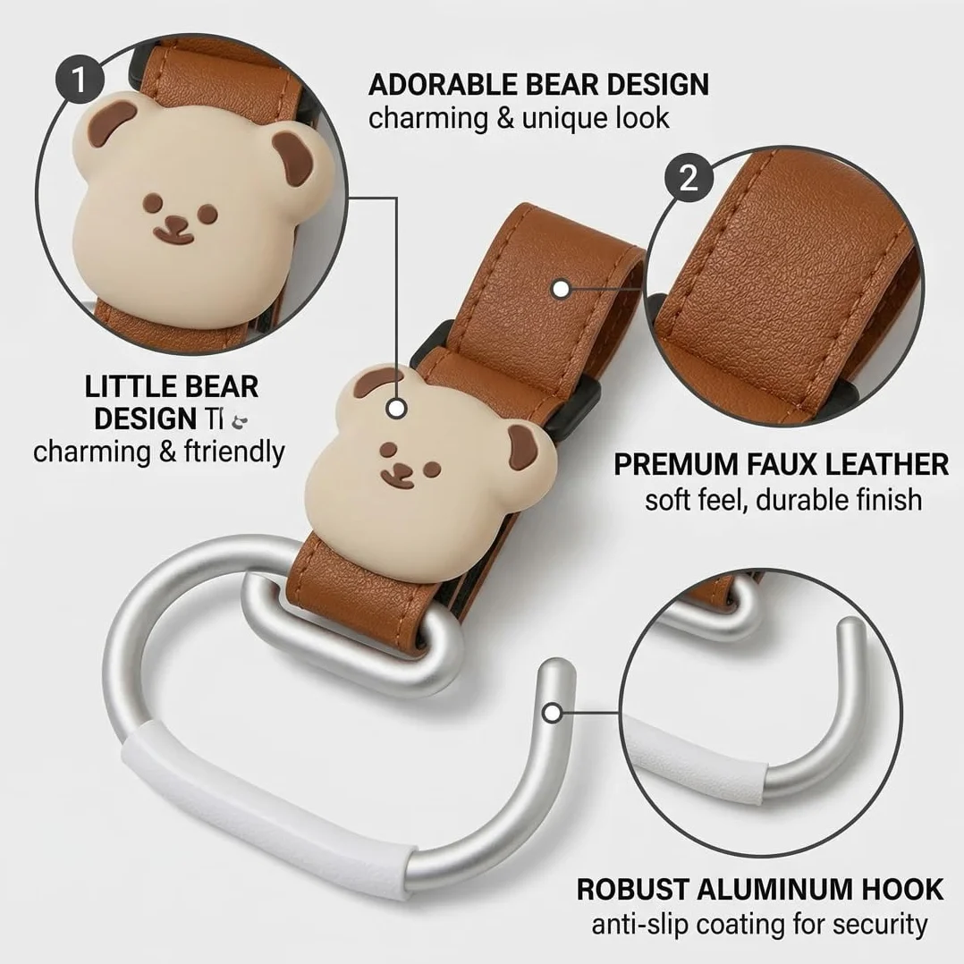 Passeggino Gancio Universale, 2 Pezzi, Accessori Passeggino, Ganci per Passeggino, Leggero E Resistente, Appendi la le borse in tutta sicurezza sulla tua Carrozzina o sul Passeggino