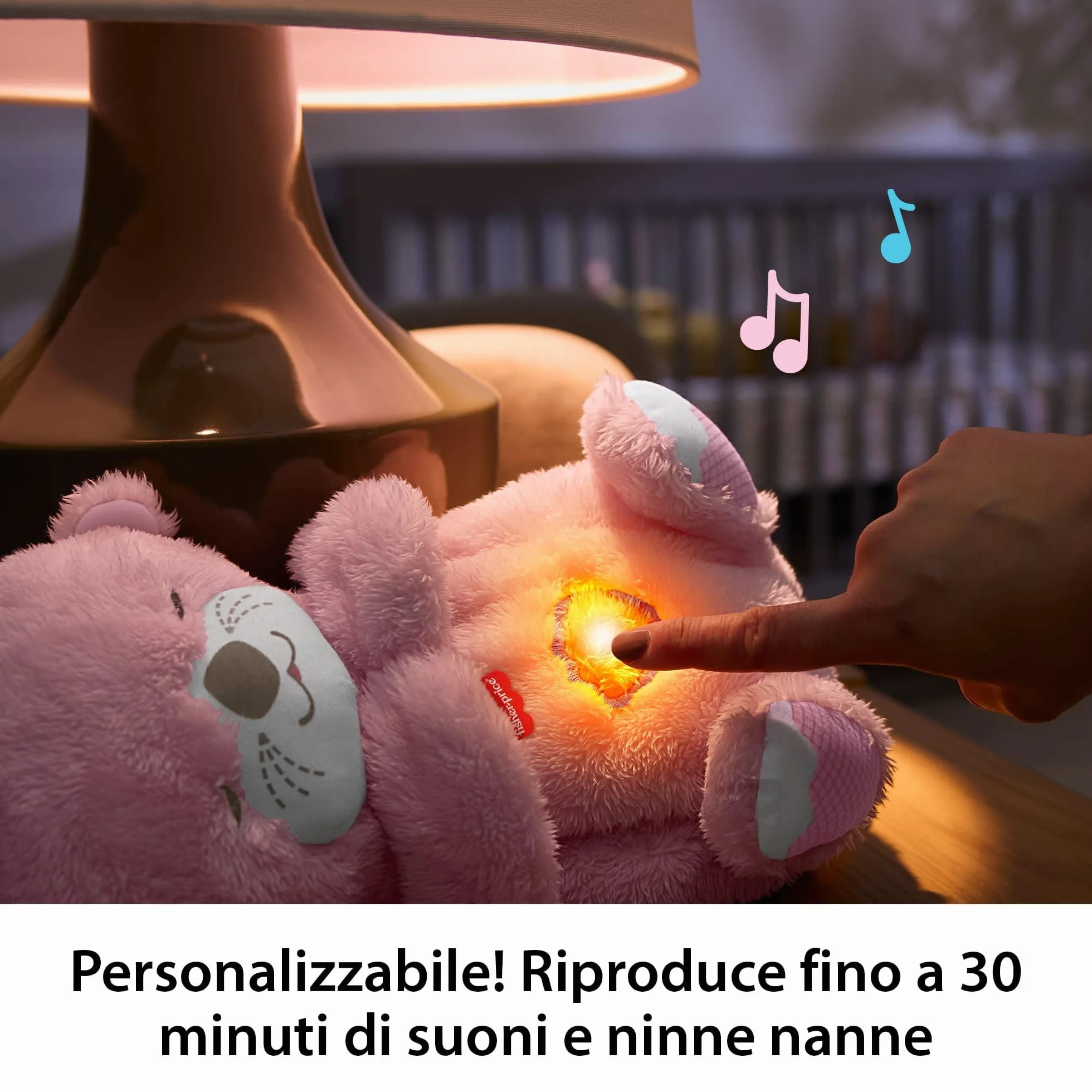 Fisher-Price - Lontra Rosa Soffice Relax, Peluche sensoriale Portatile con Movimento respiratorio e luci calmanti, Melodie per Il Sonno del Neonato, Giocattolo per Bambini, 0+ Mesi, JLJ33