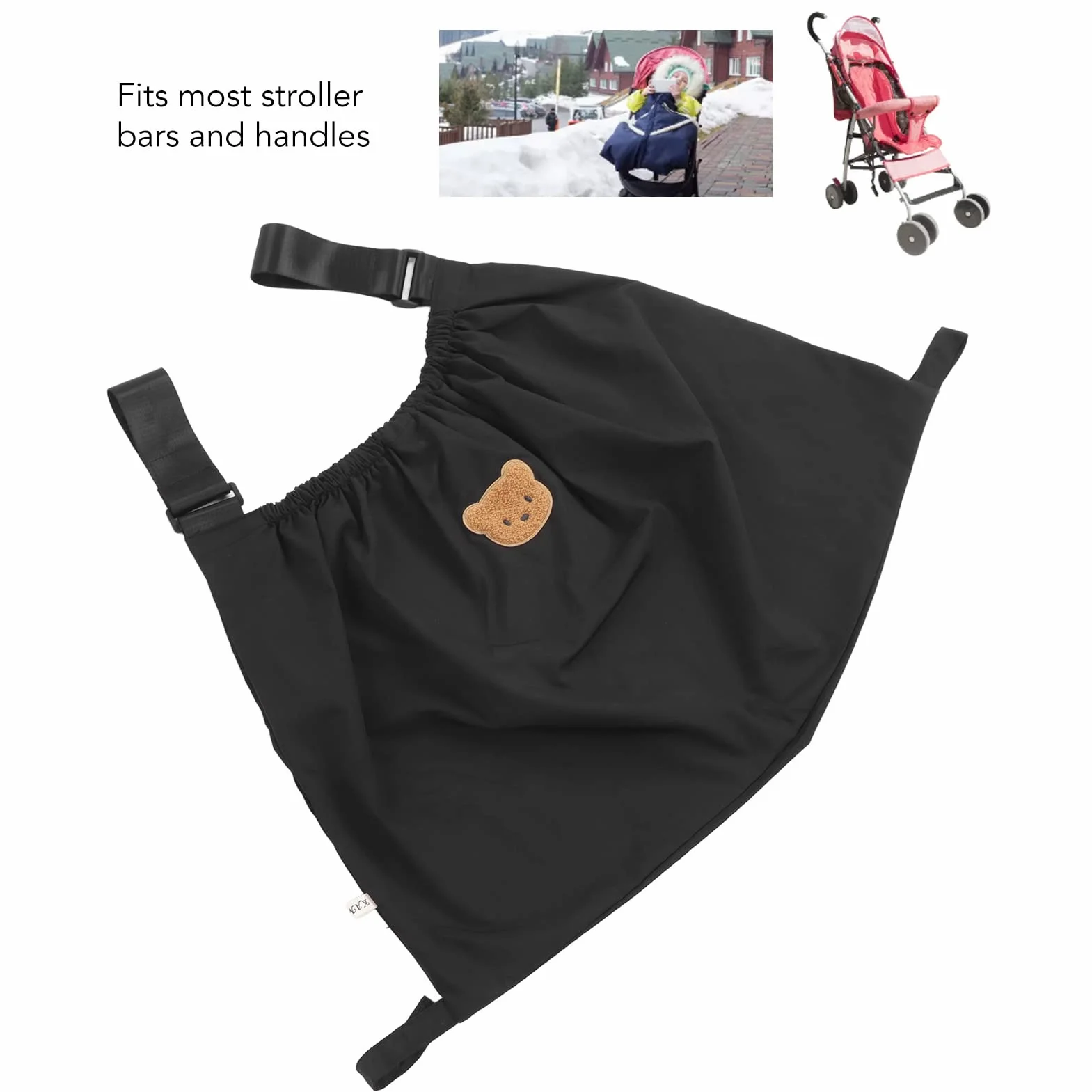 Borsa per Passeggino Impermeabile Resistente Allo Strappo Simpatico Organizer per Passeggino con Motivo a Orso Riutilizzabile per Caricabatterie per Cellulare (Nero)