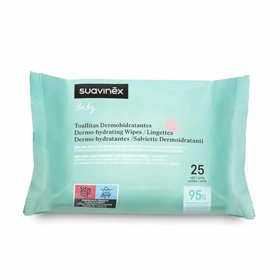 Suavinex, Confezione cosmetica di grande formato. Include: gel shampoo delicato 750 ml + latte idratante 750 ml + pomata pannolino 50 ml + confezione salviettine 25 pz. Pack Neonato Neonato, 4