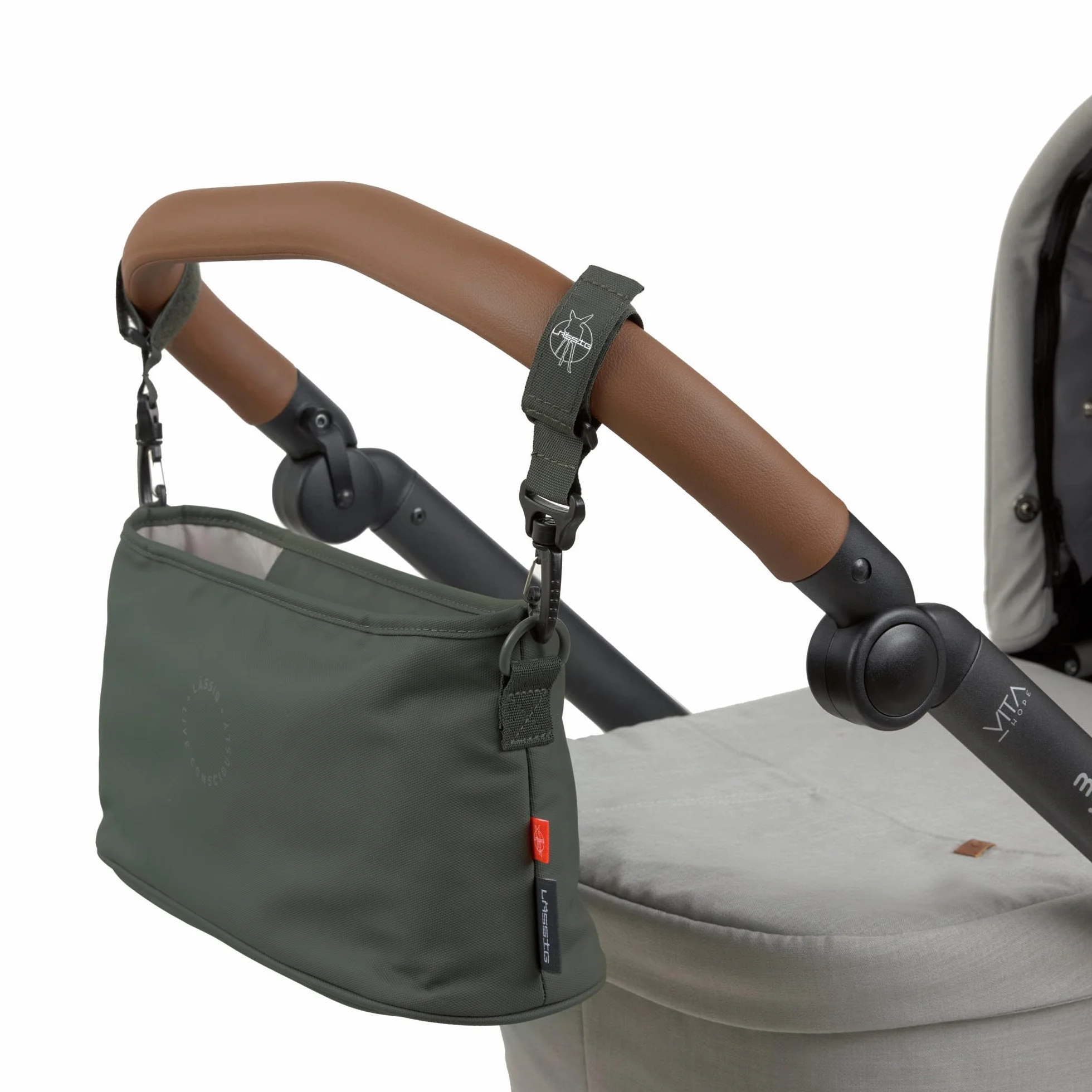 LÄSSIG Organizzatore per carrozzina per bambini organizzatore per carrozzina borsa per carrozzina con attacco per carrozzina/Buggy Organizer dark olive