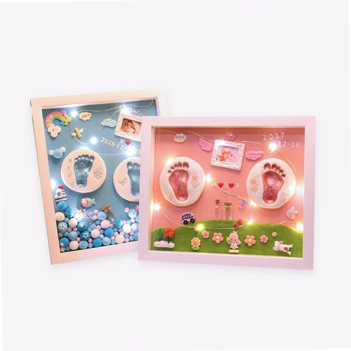 Toyvian Kit Impronte Mani e Piedi per Cornice Acrilica Oro, Set Regalo Nascita e Battesimo per Foto Ricordo e Decorazione Cameretta