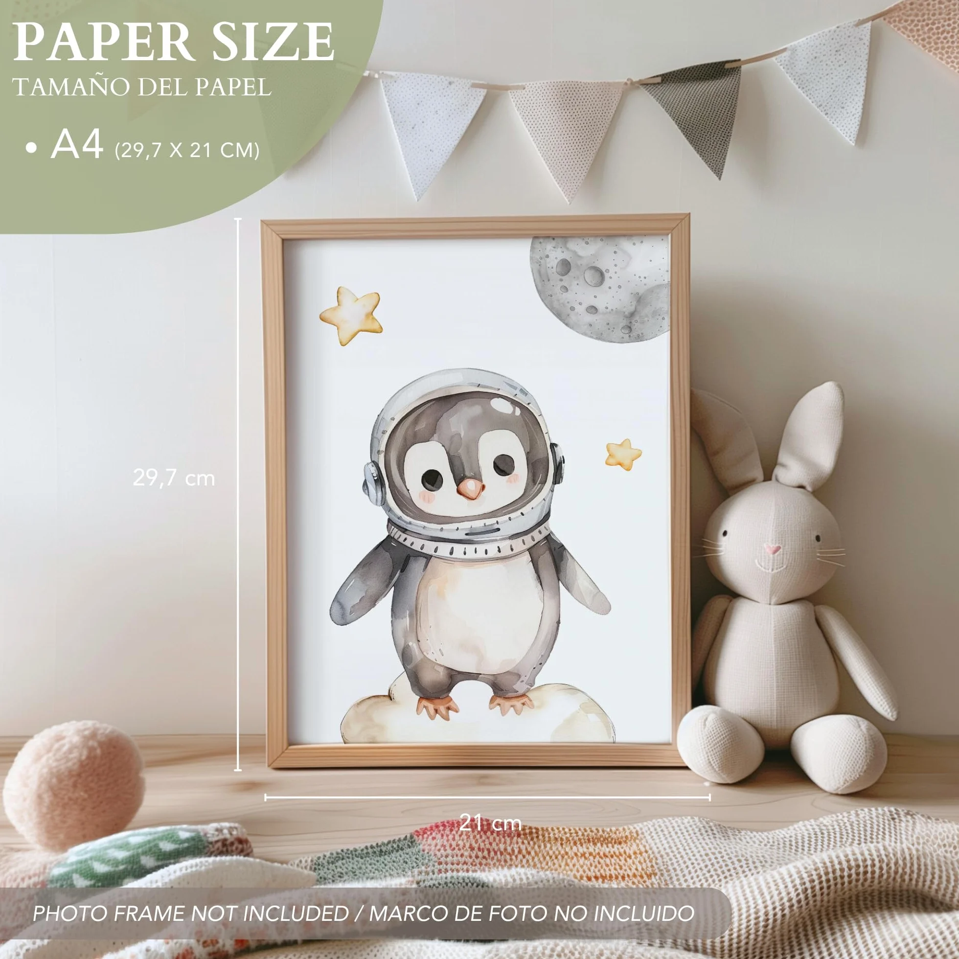 ayurvana Set 6 Stampe Spazio Cameretta Bambini – Poster Senza Cornice con Animali Astronauti, Razzo e Pianeti – Quadri Decorativi per Bambini e Neonati – Arredo Parete Cameretta Originale