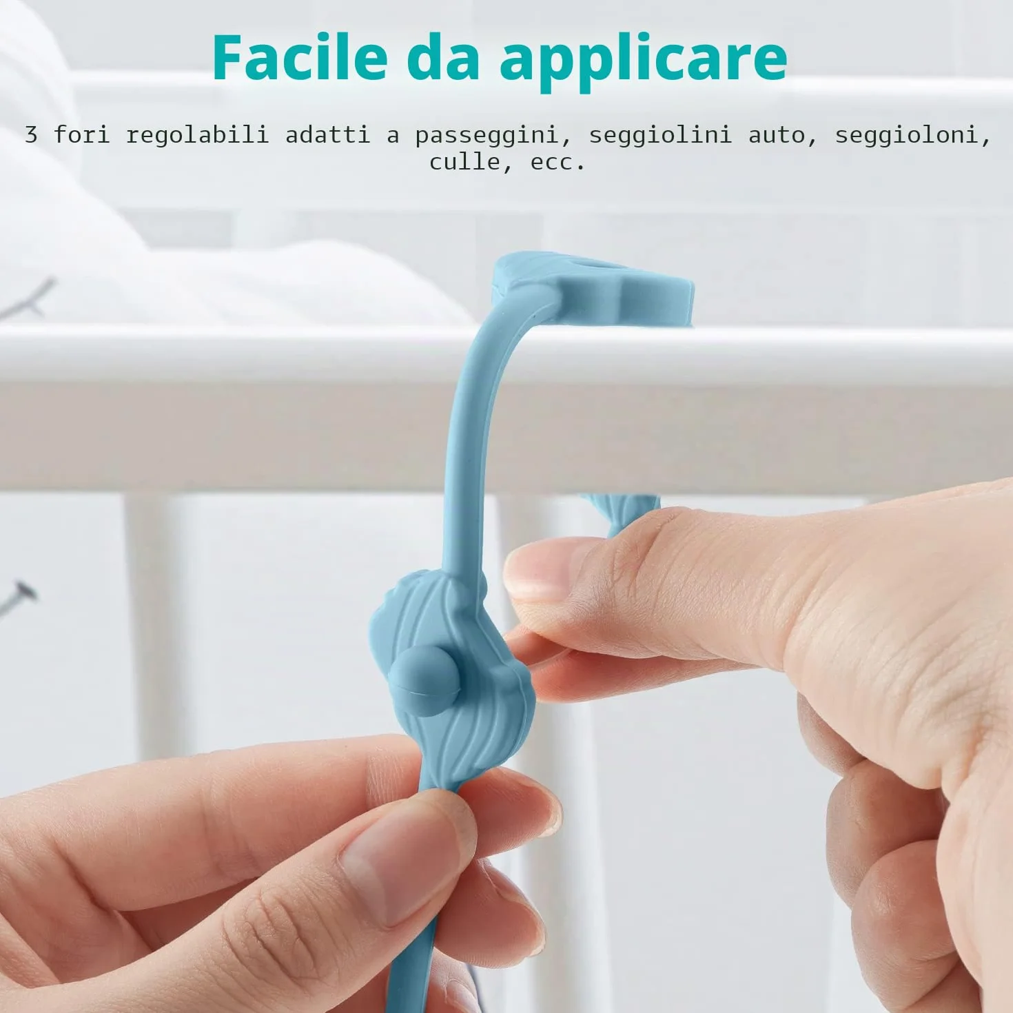 Set di 4 cinture di sicurezza per giocattoli, in silicone Pacifier, per snack, con cinghie, per passeggino, seggiolone, culla, ragazzi e ragazze di 3 mesi