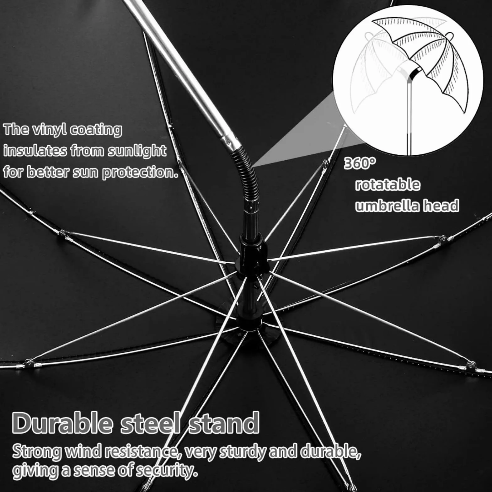 Ombrellino Parasole Passeggino, Ombrellino Passeggino Universale Anti UV 50+, Ombrello Parasole Passeggino con Un Manico, Ombrellone per Passeggino per Carrozzina e Passeggino, Grigio