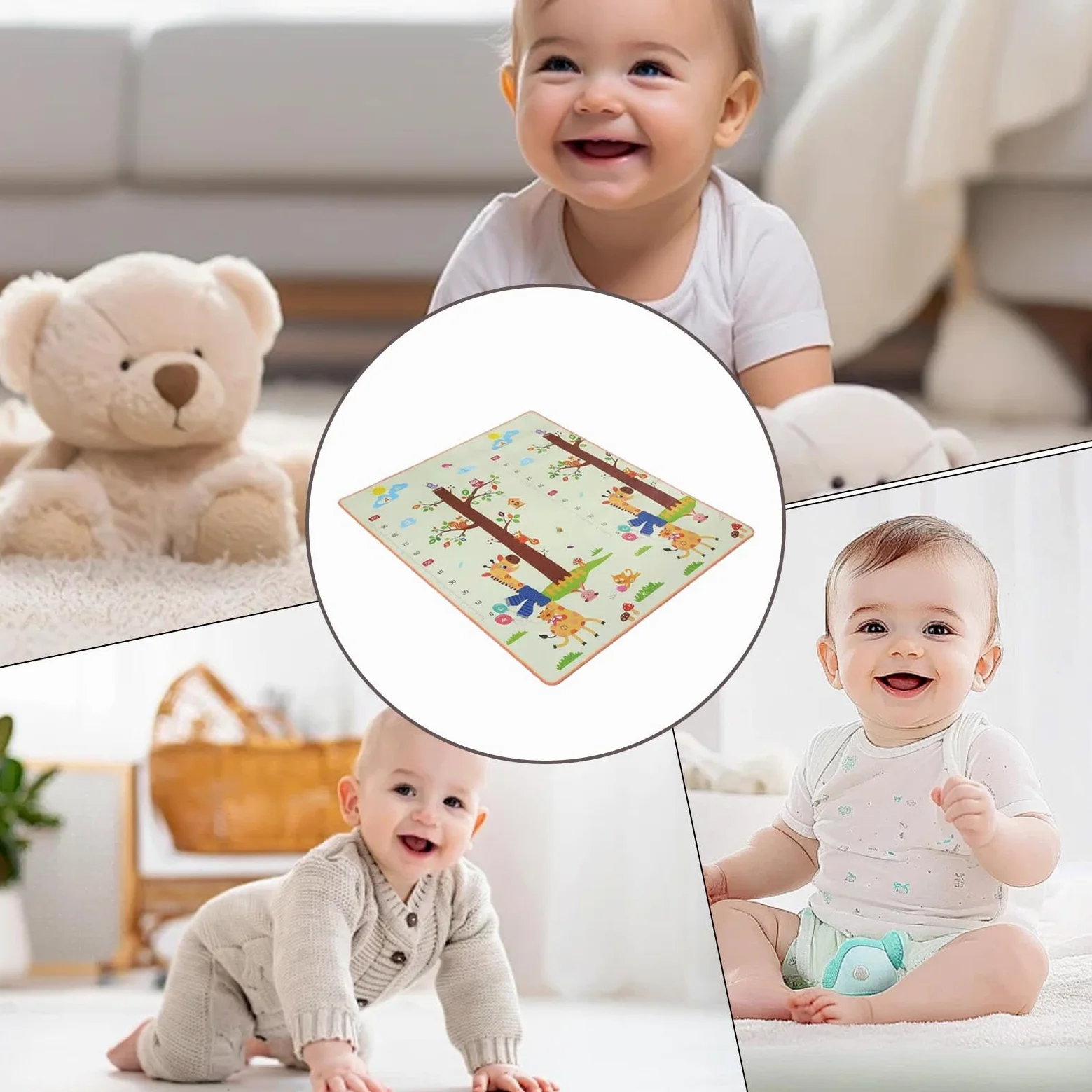 Tappeto Attività Bambini 200 x 180 cm Tappeto per Gattonare e | Tappeto per Sala Giochi e Area Ricreativa Per Casa Appartamento Fattoria Asilo Soggiorno e Camera da