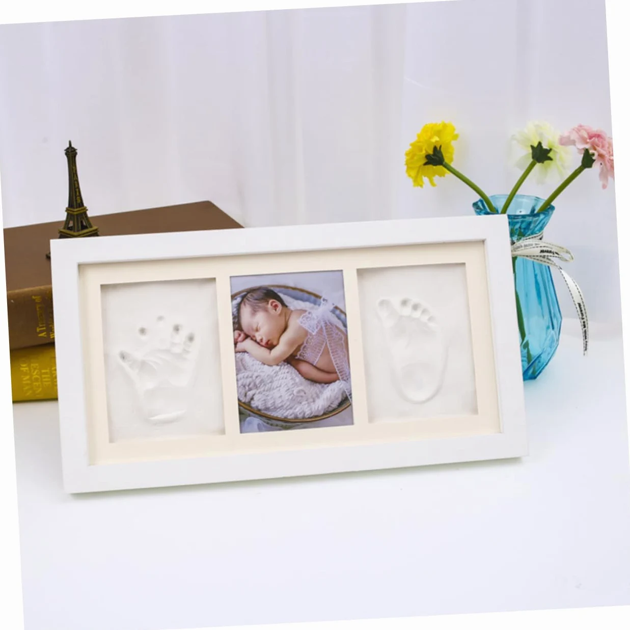 BESTonZON Cornice per Impronte di E Piedi di Neonati Elegante E Creativa Portafoto per i Ricordi del Bambino
