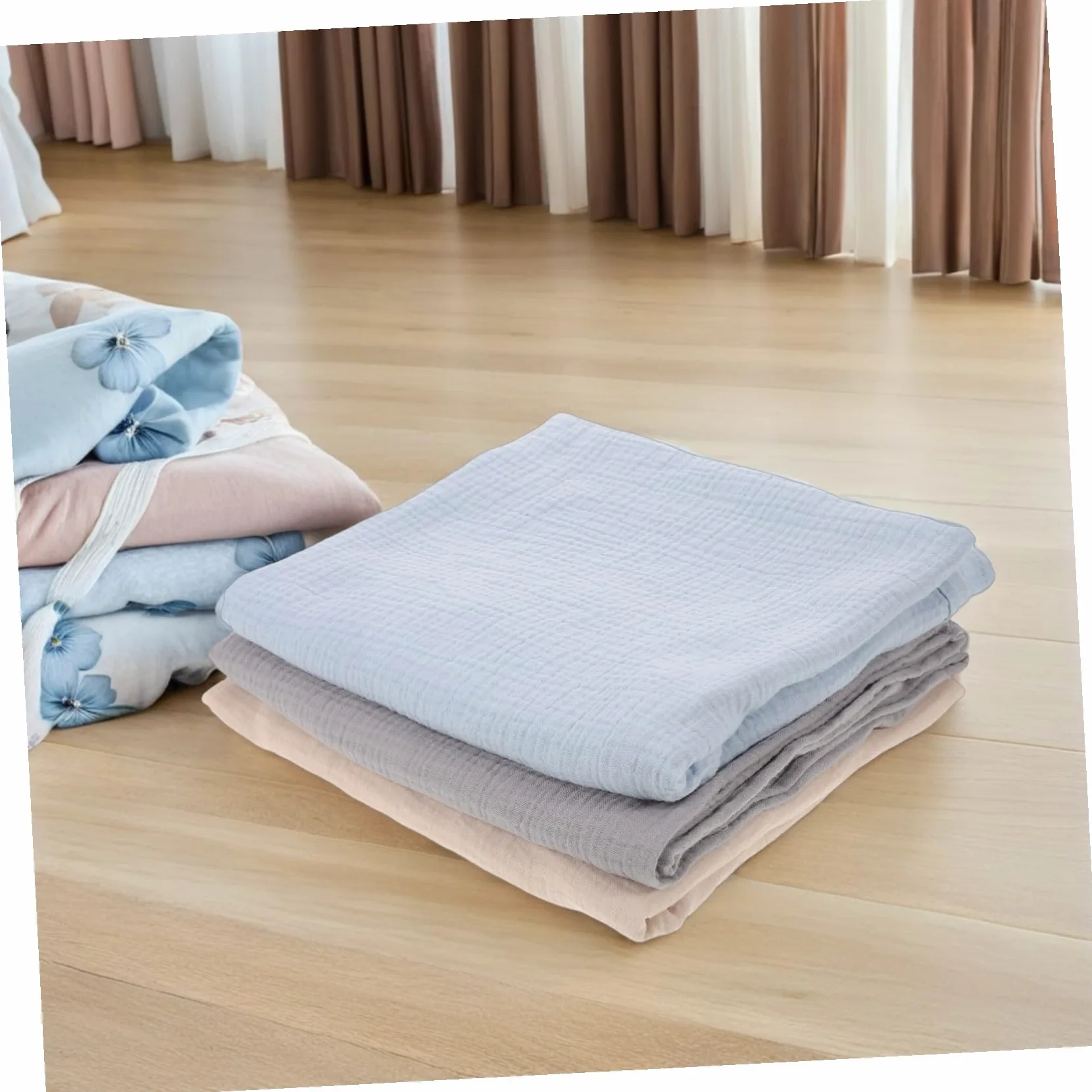 YARNOW 3 Pezzi Coperta Ragazzo Ragazza in Mussola Avvolgente Traspirante per Bambina Morbida Coperta Avvolgente per Sonno e Bagno Delicato per Sensibile