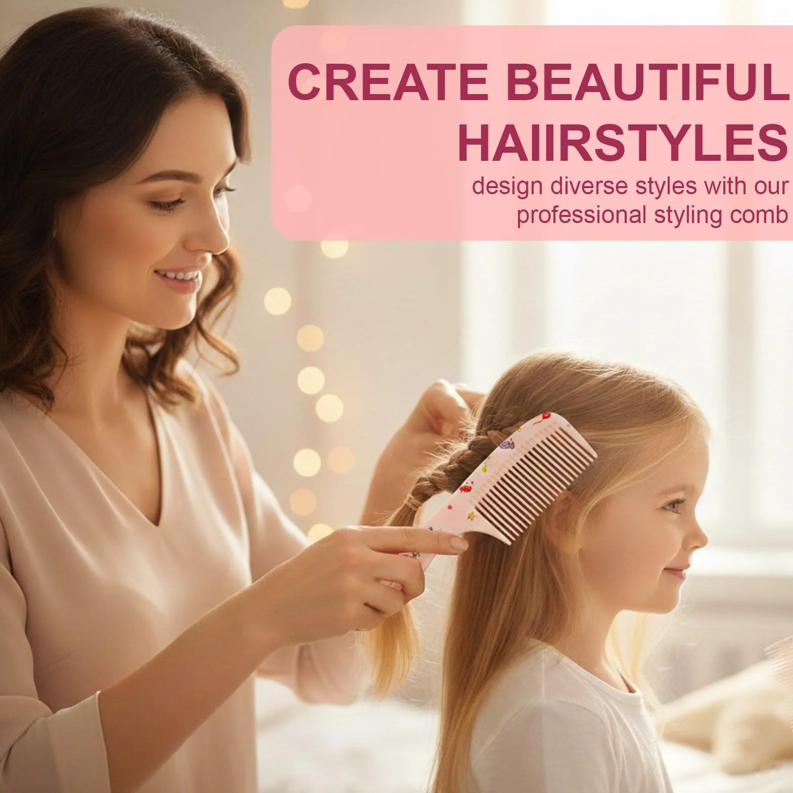4 Pcs Spazzole per Capelli e Pettini Bambina,Set Parrucchiera Bambina,Pettine Districante per Capelli Bagnati e Asciutti,Pettine Neonato Crosta Lattea,Spazzola a Coda di Ratto Ragazze e Ragazzi