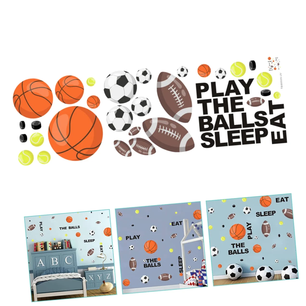Toyvian 4pezzi Adesivi Murali Decorativi Per Ragazzo Ragazza Stickers Rimovibili Con Motivi Sportivi Di Calcio e Basket Per Camerette e Stanze Dei Giochi