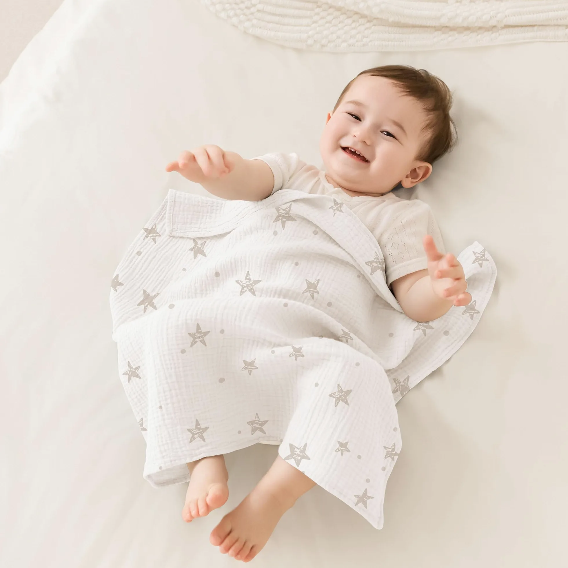 Susurration Salviette in Garza per Bambini Super Morbido Assorbente in Mussola a Grana Per Neonati, Unisex, per Bambine E Ragazzi 8 Pezzi, Set 60x60CM (Rosa-marrone)