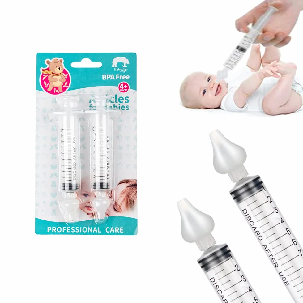 2 Pezzi Irrigatore Nasale, 10 ml Aspiratore Nasale, Nasale Bambino Neonato, Sicuro e Delicato Nasale, Riutilizzabile Aspiratore Nasale, Per Neonati y Bambini