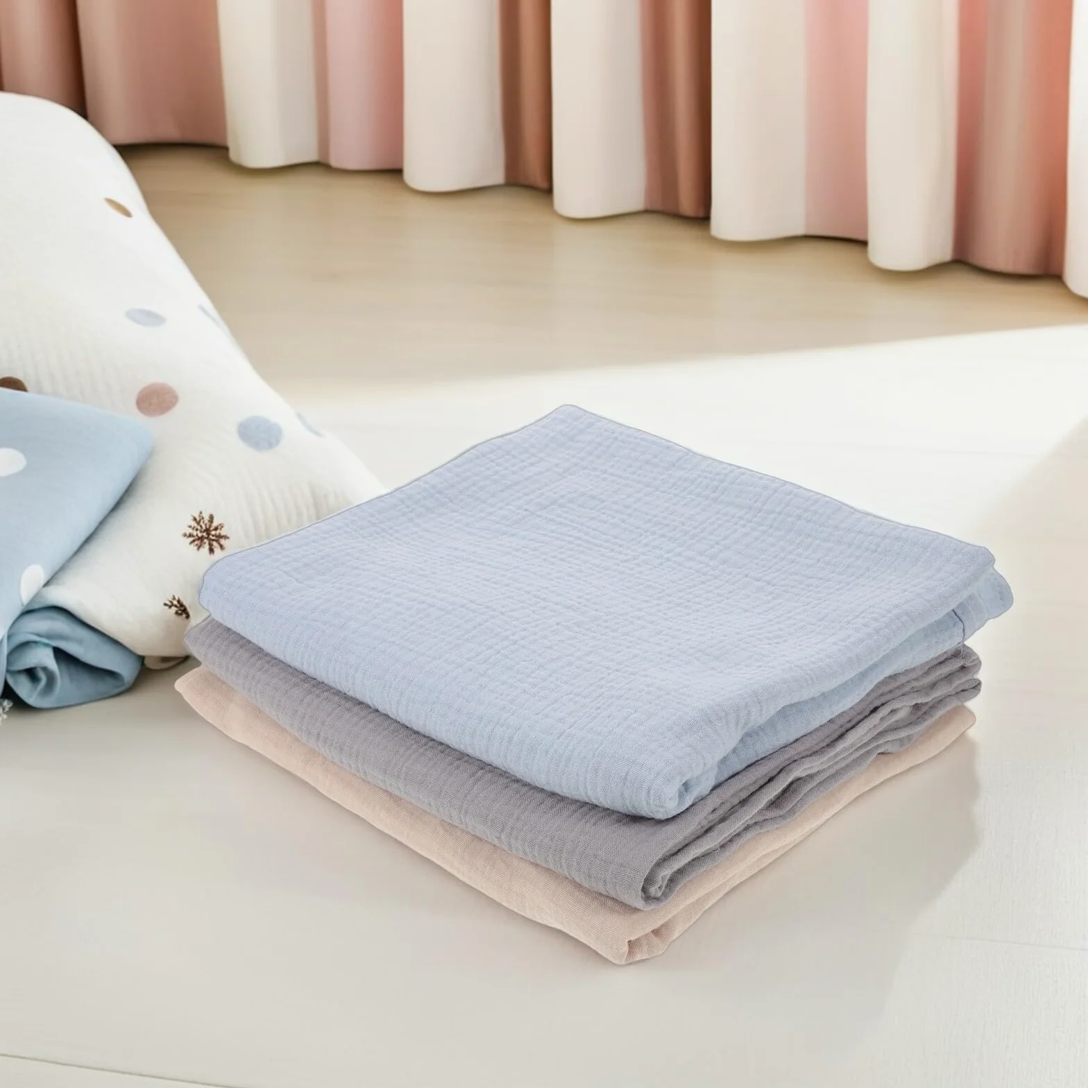 Toyvian 3 Pezzi Coperta Mussola per Ragazzo Ragazza Morbido Swaddle Traspirante Unisex Avvolgente per Sonno e Bagno Design Ampio e Facile da Usare per Ragazzo Ragazza