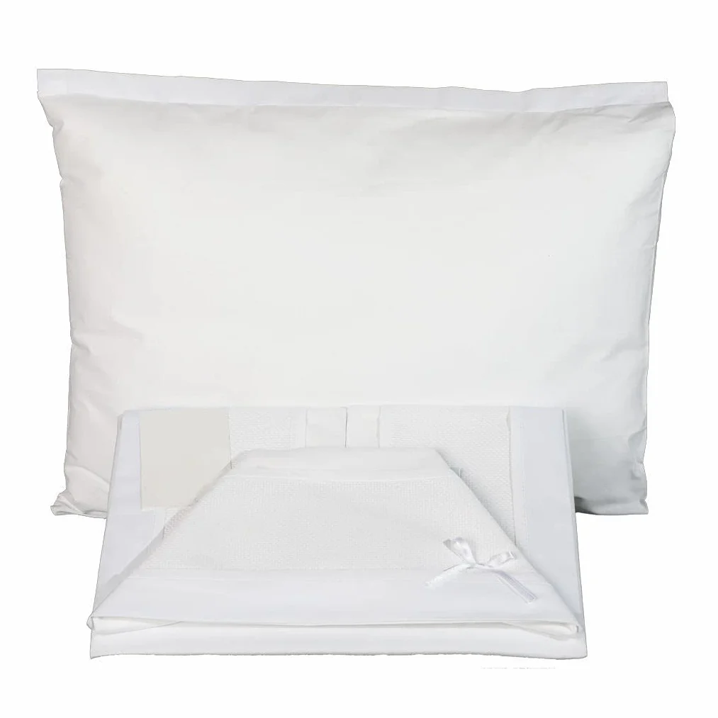 Ruoccohome Lenzuolino Culla Lettino Neonato Set 3Pz. da Ricamare tela Aida Regalo Bimbi Coordinato Completo 100% Puro Cotone Bianco | Made in Italy