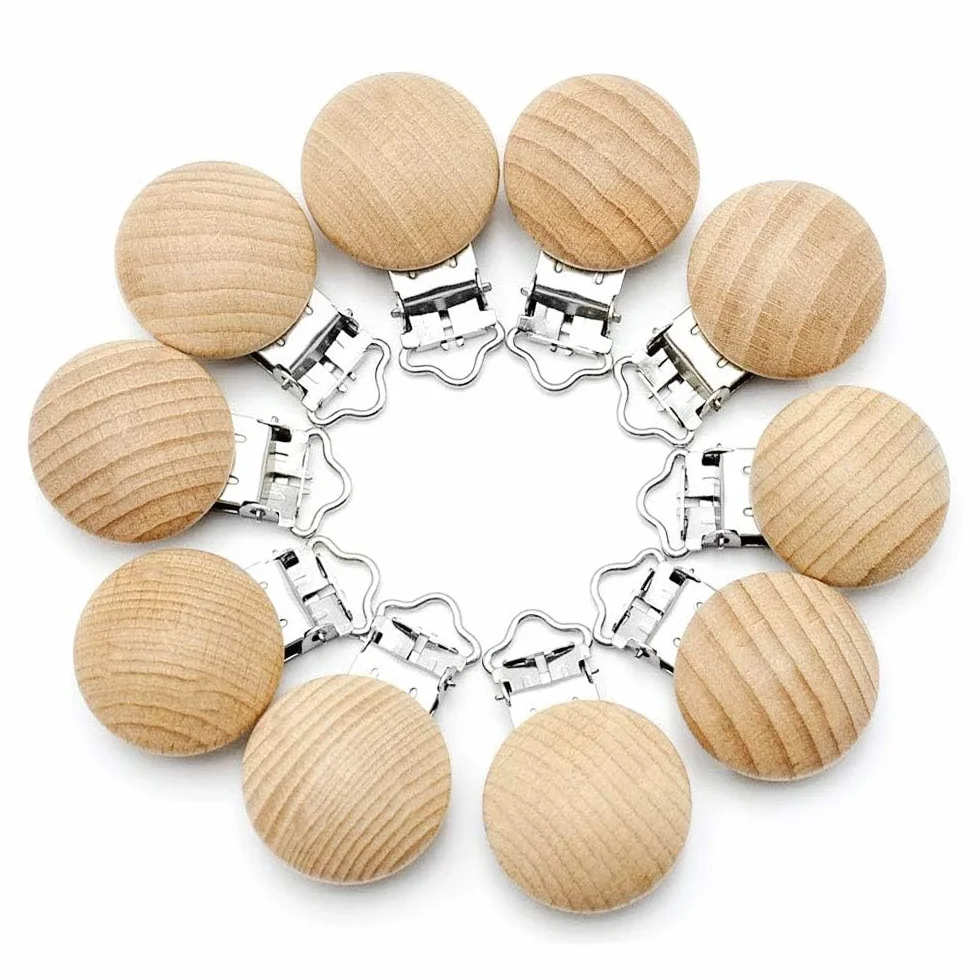 RUBY 10 clip per ciuccio, in legno, per bambini, per il fai da te, per il fai da te, per evitare che il ciuccio, per il fai da te